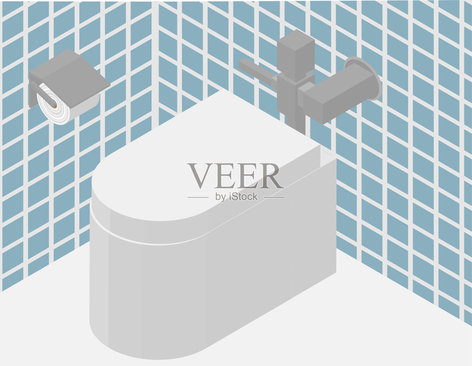 公共设施及商业设施厕所等距影像材料插画图片素材