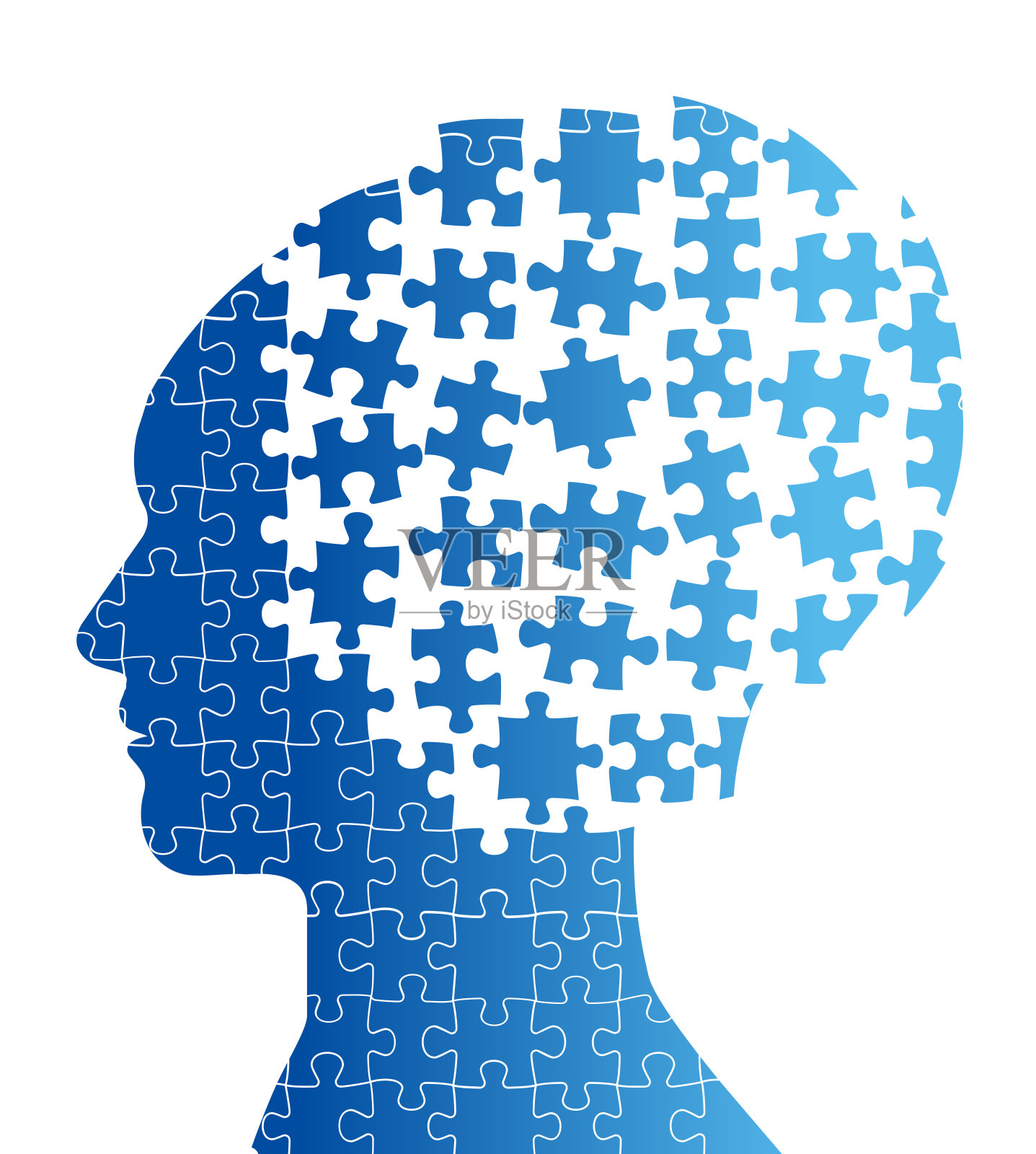 插图的一个人的侧面组成的拼图，信息图表的业务。插画图片素材