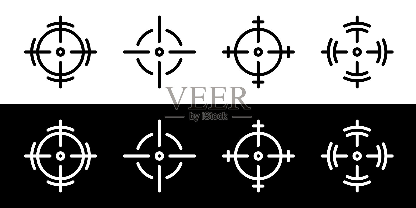 十字图标。目标目的地图标。矢量图标插画图片素材
