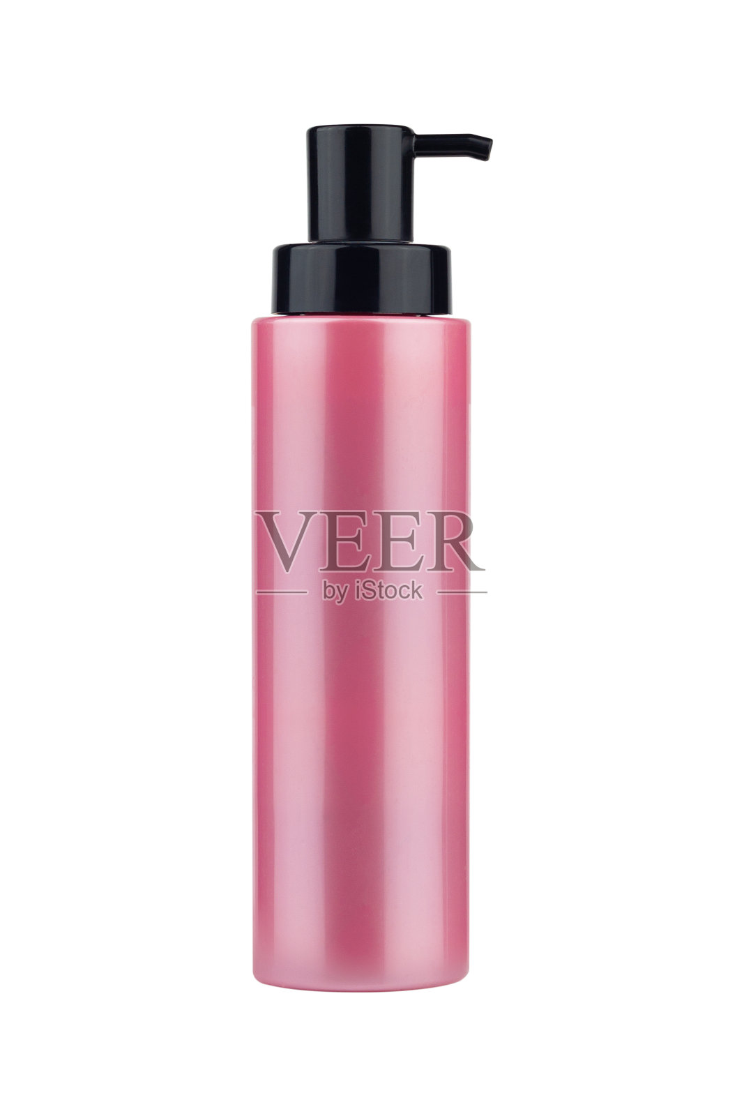 带分配器的化妆品塑料瓶，与背景隔离照片摄影图片