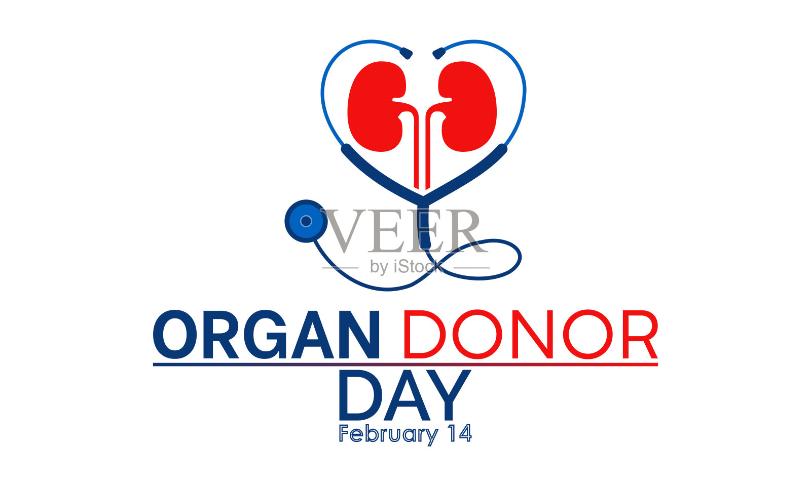 每年的2月14日为器官捐赠日。矢量健康横幅，传单，海报和社会媒体模板设计。插画图片素材
