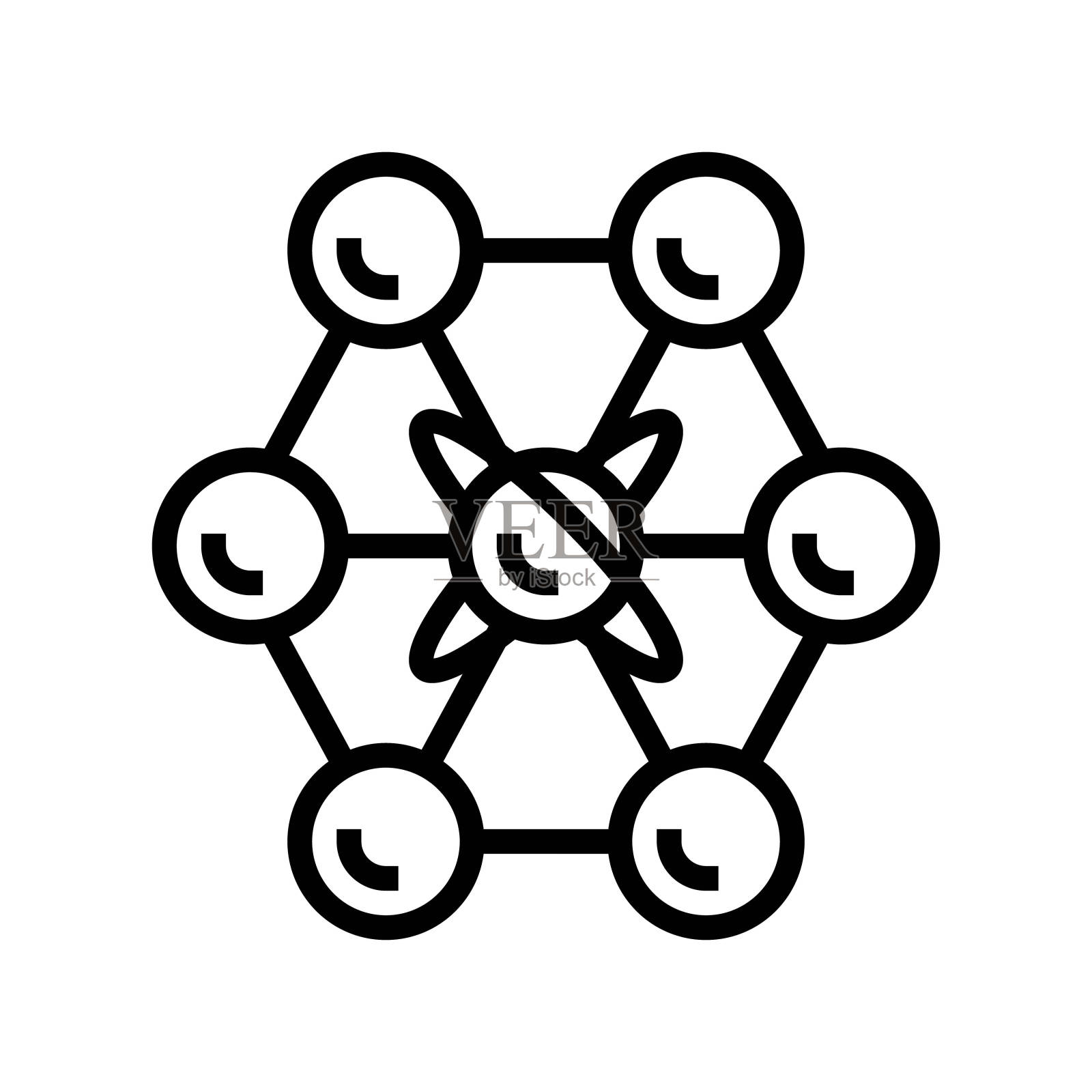 通信量子技术线路图标矢量说明插画图片素材