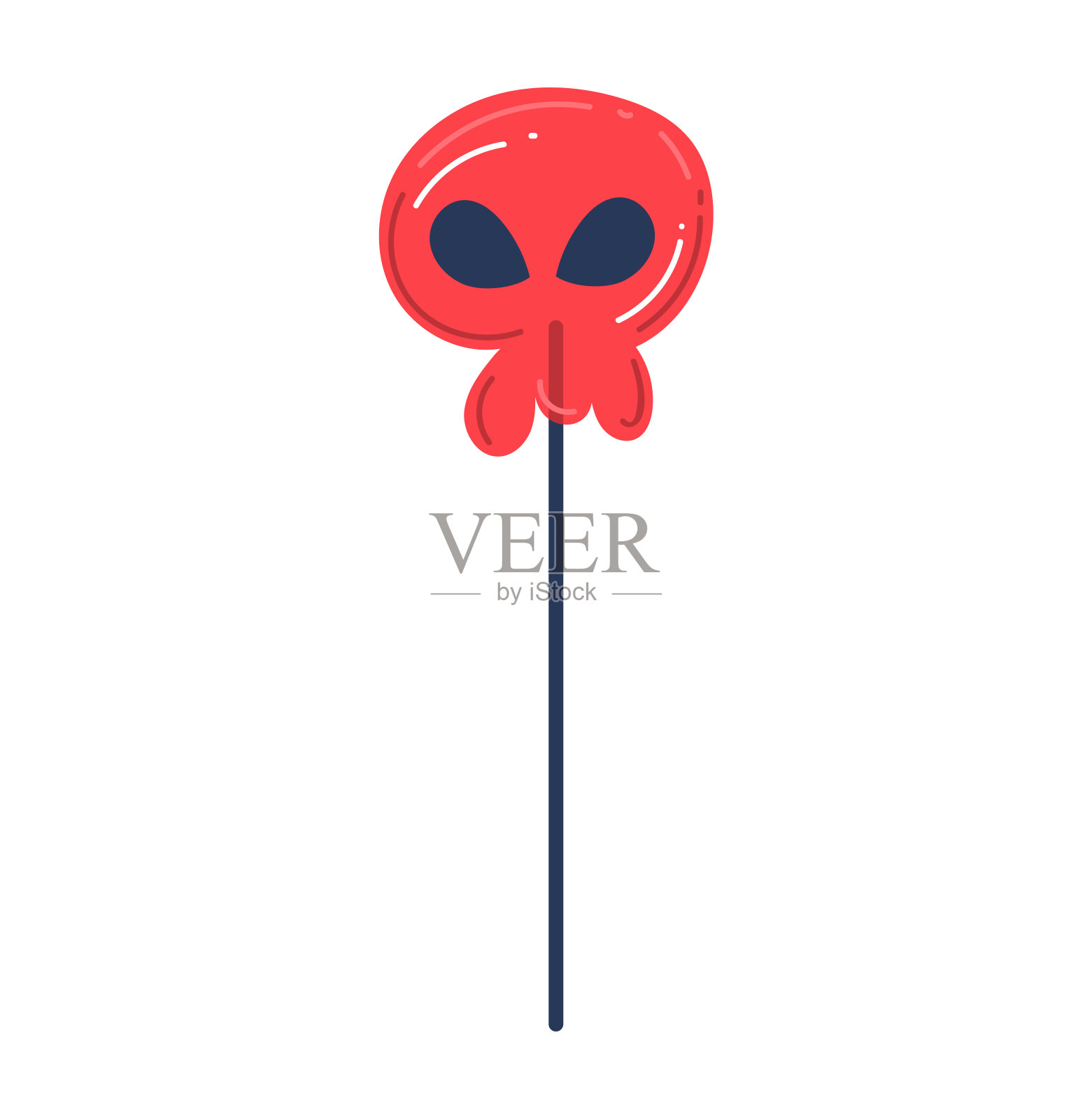 红色外星人气球在棍子上。可爱的外星人物设计的孩子聚会。节日装饰，卡通风格矢量插图插画图片素材