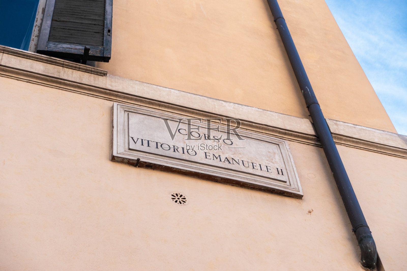 罗马，街道标志Corso Vittorio Emanuele II照片摄影图片