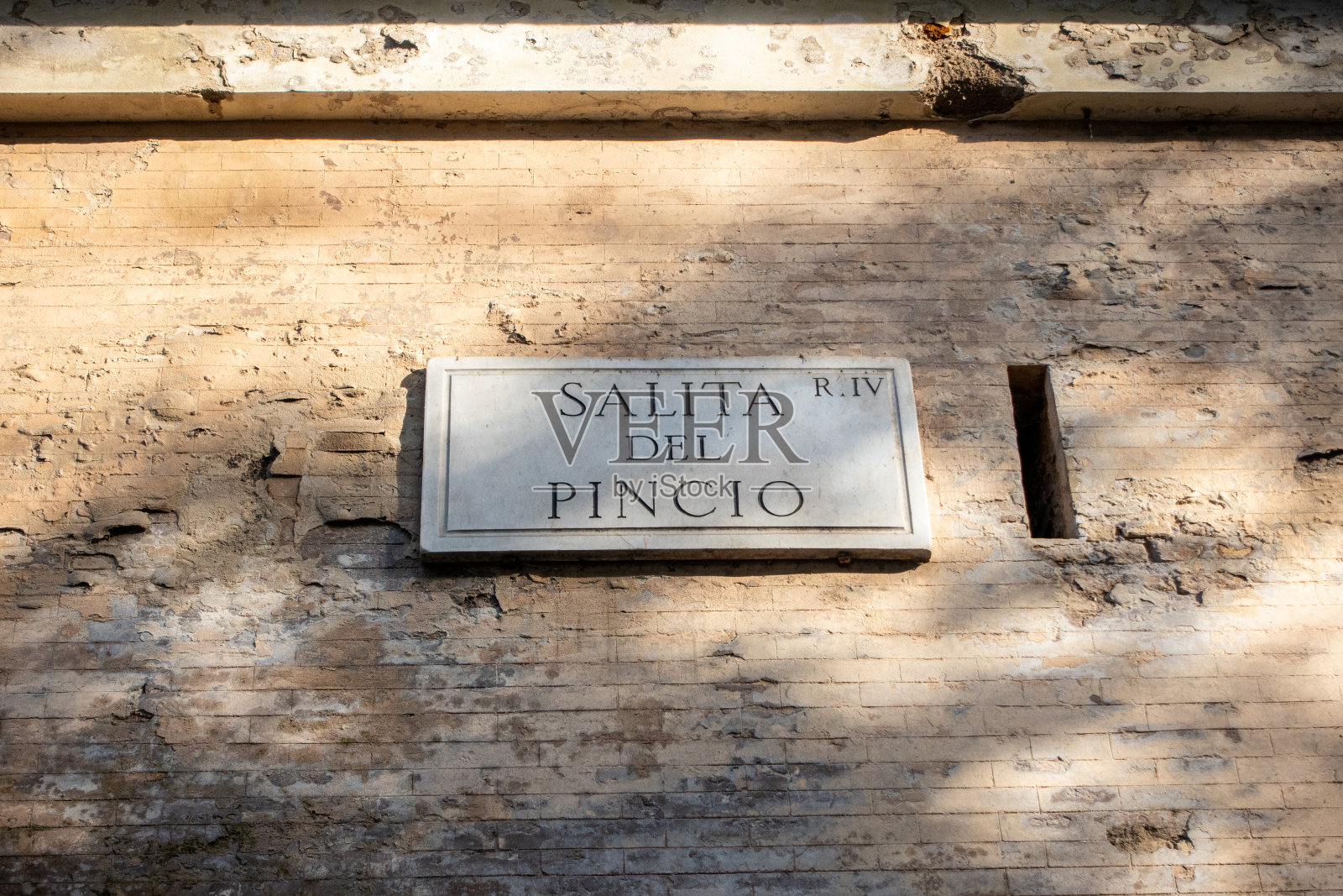 罗马，街道标志品乔入口。著名的街道照片摄影图片