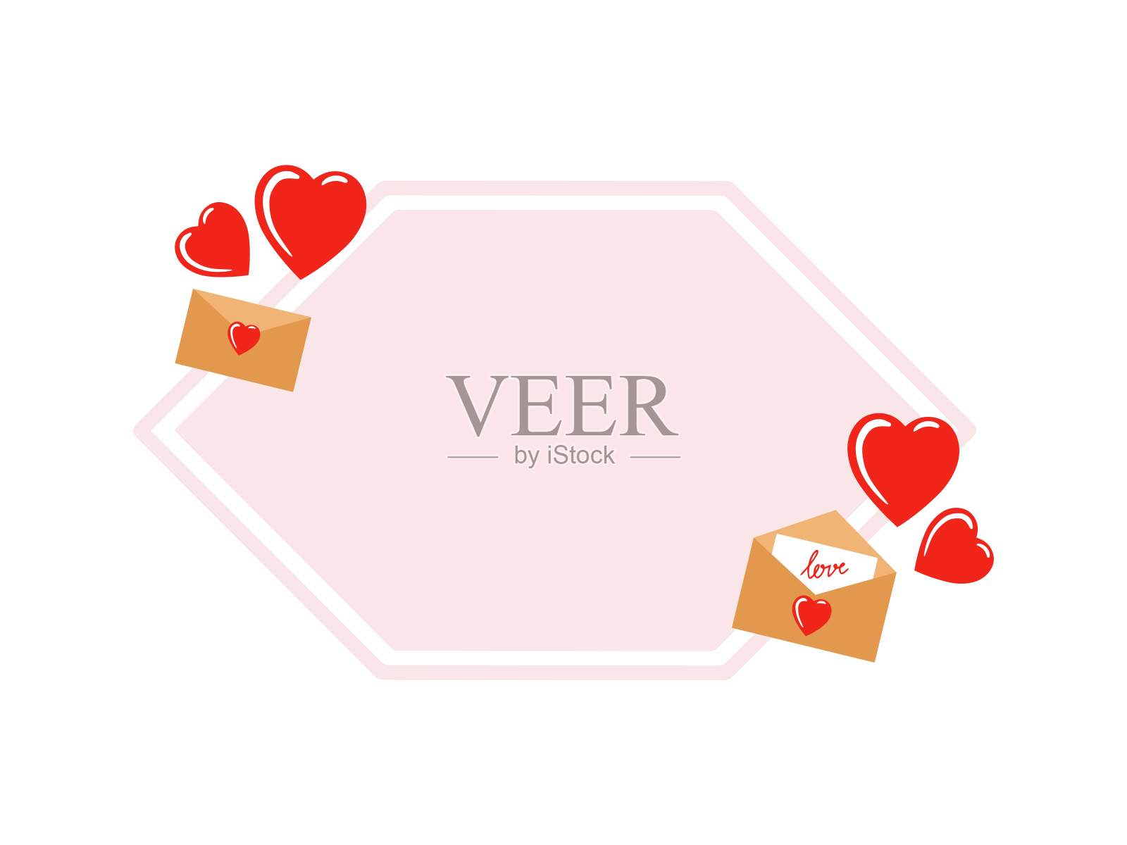 情人节框架背景插图。情人节框架气球背景，装饰框架背景情人节。情人节背景与装饰框架。情人节框架心背景插画图片素材