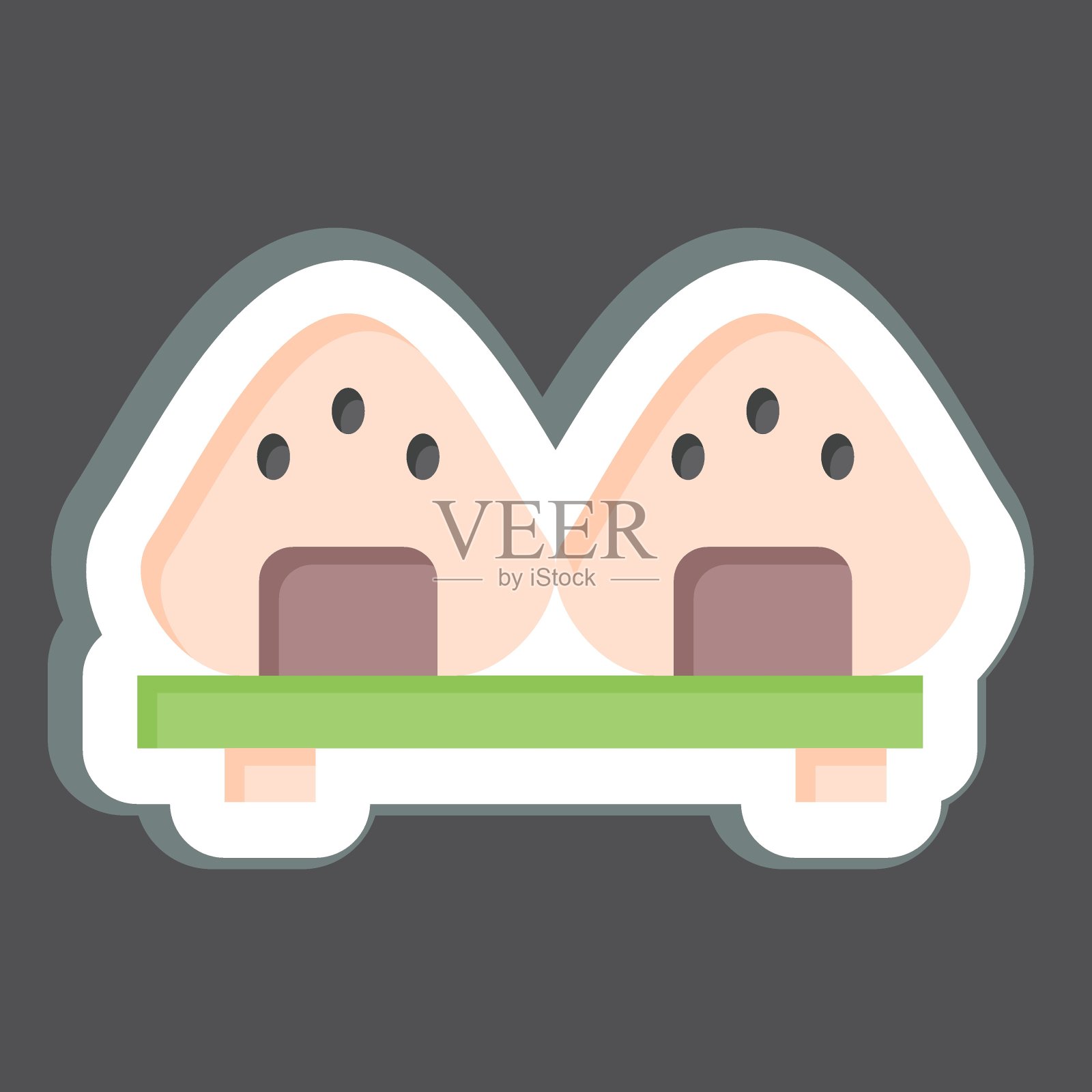 贴纸的饭团。与樱花节有关的象征。简单的设计可编辑。简单的说明插画图片素材