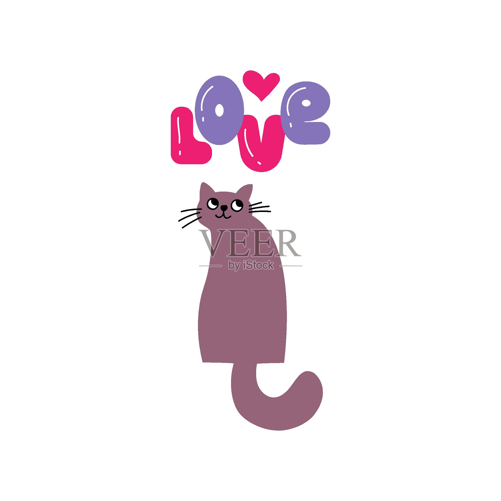 情人节可爱又有趣的浪漫猫咪。节日的灵感。猫有听觉和浪漫元素。插画图片素材