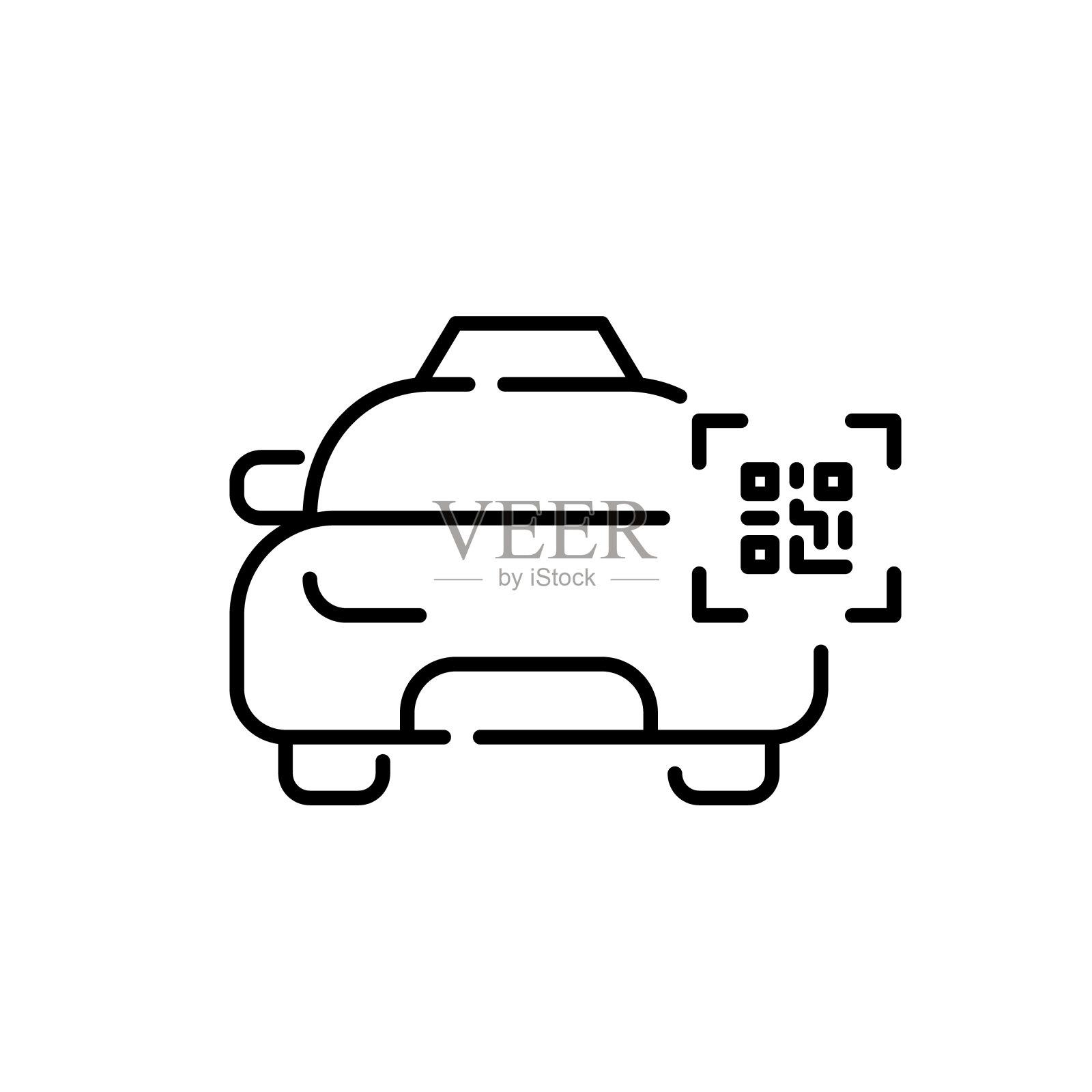 出租车服务。使用二维码访问应用程序。像素完美的图标插画图片素材