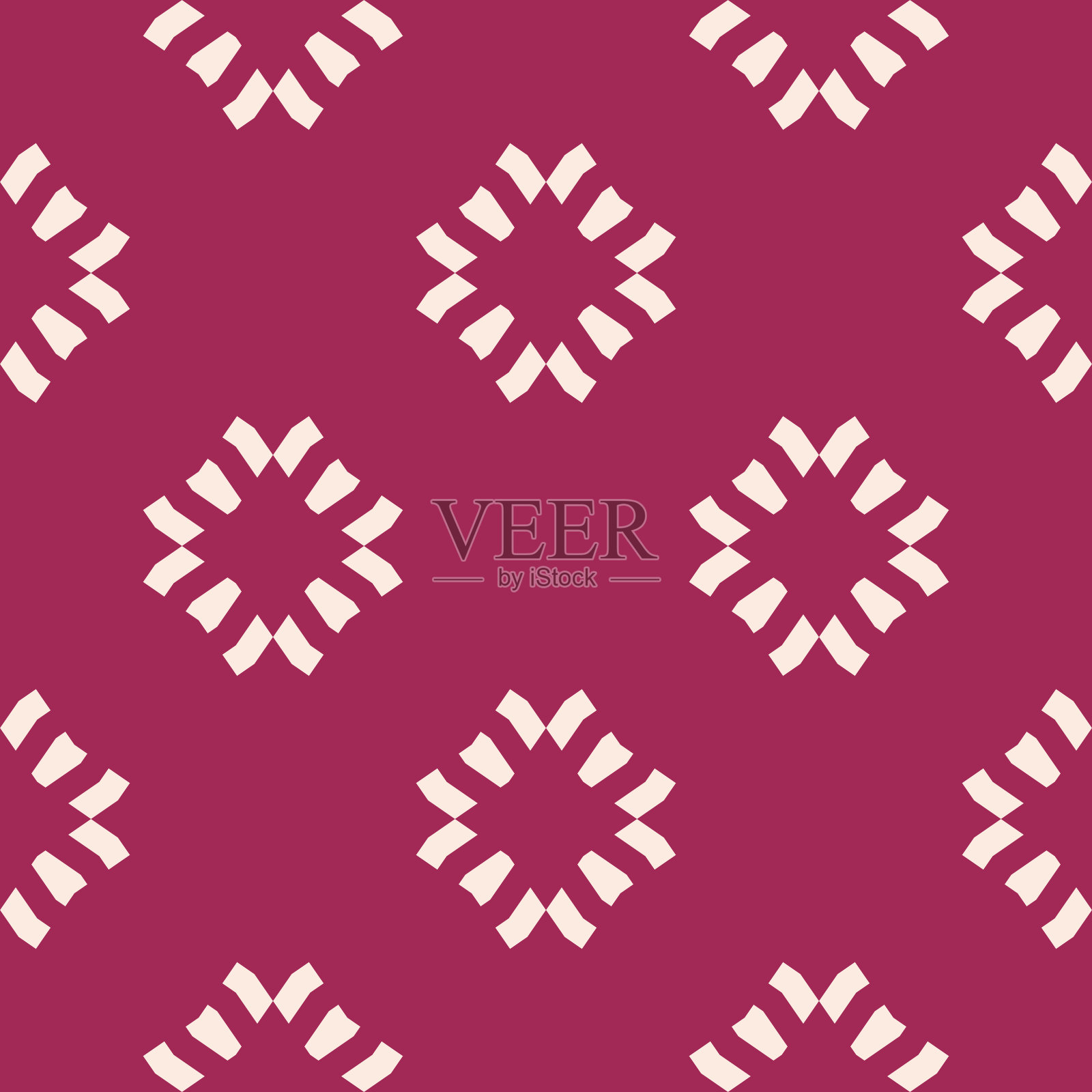 矢量花卉无缝图案。酒红色和米色极简几何装饰插画图片素材