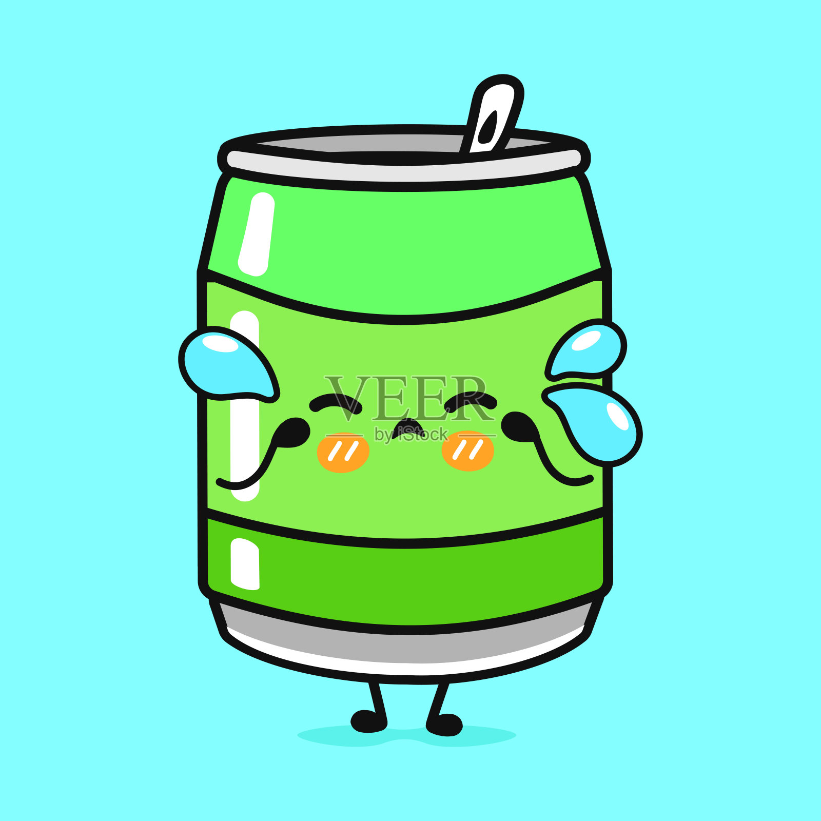 汽水贴纸人物概念插画图片素材