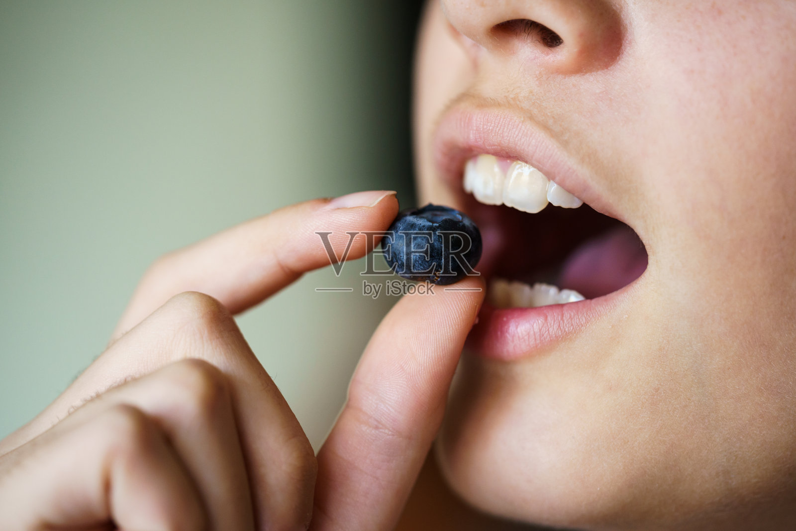 农作物少女即将吃到美味的有机蓝莓照片摄影图片