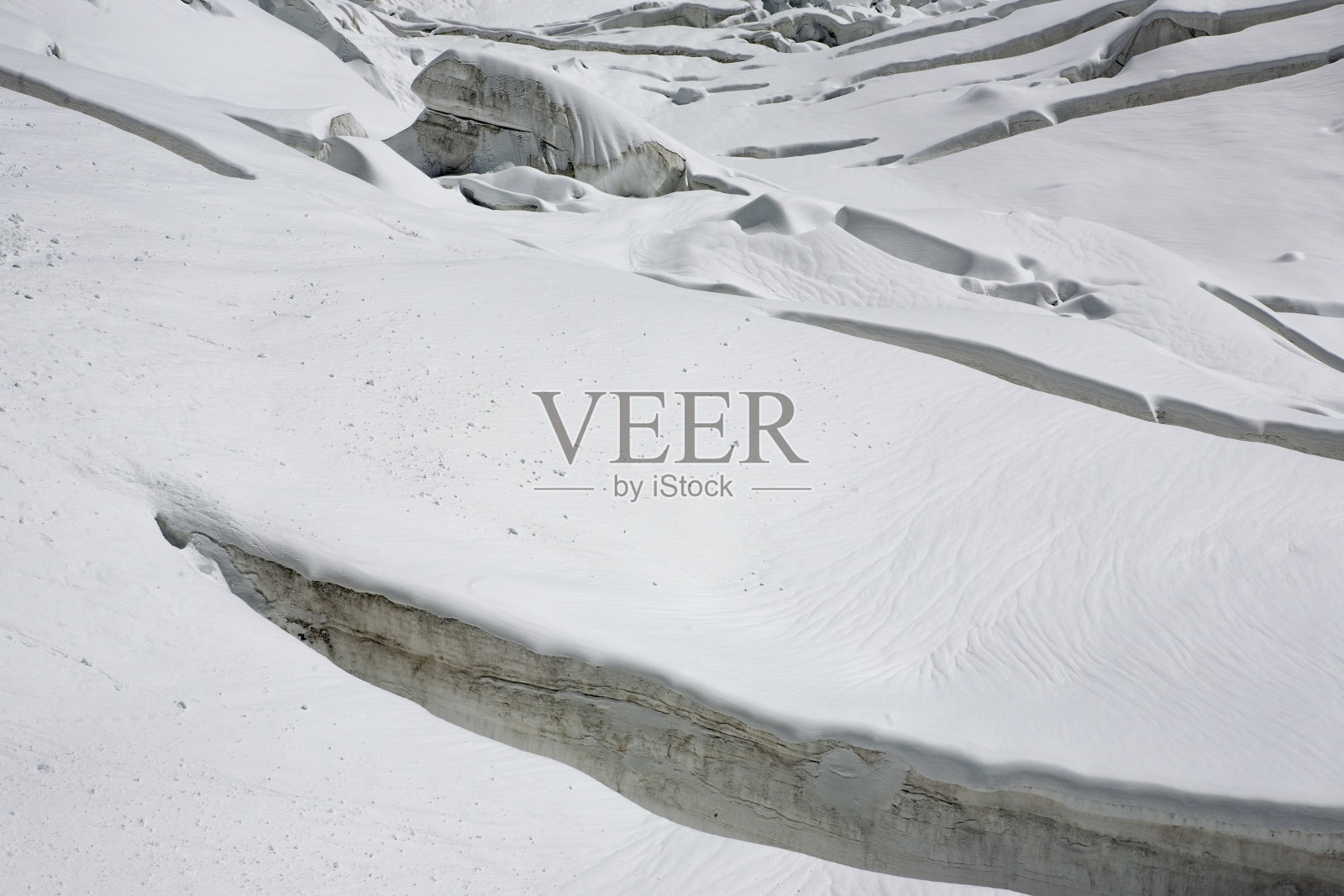 详细的冰川特写与危险的裂缝照片摄影图片