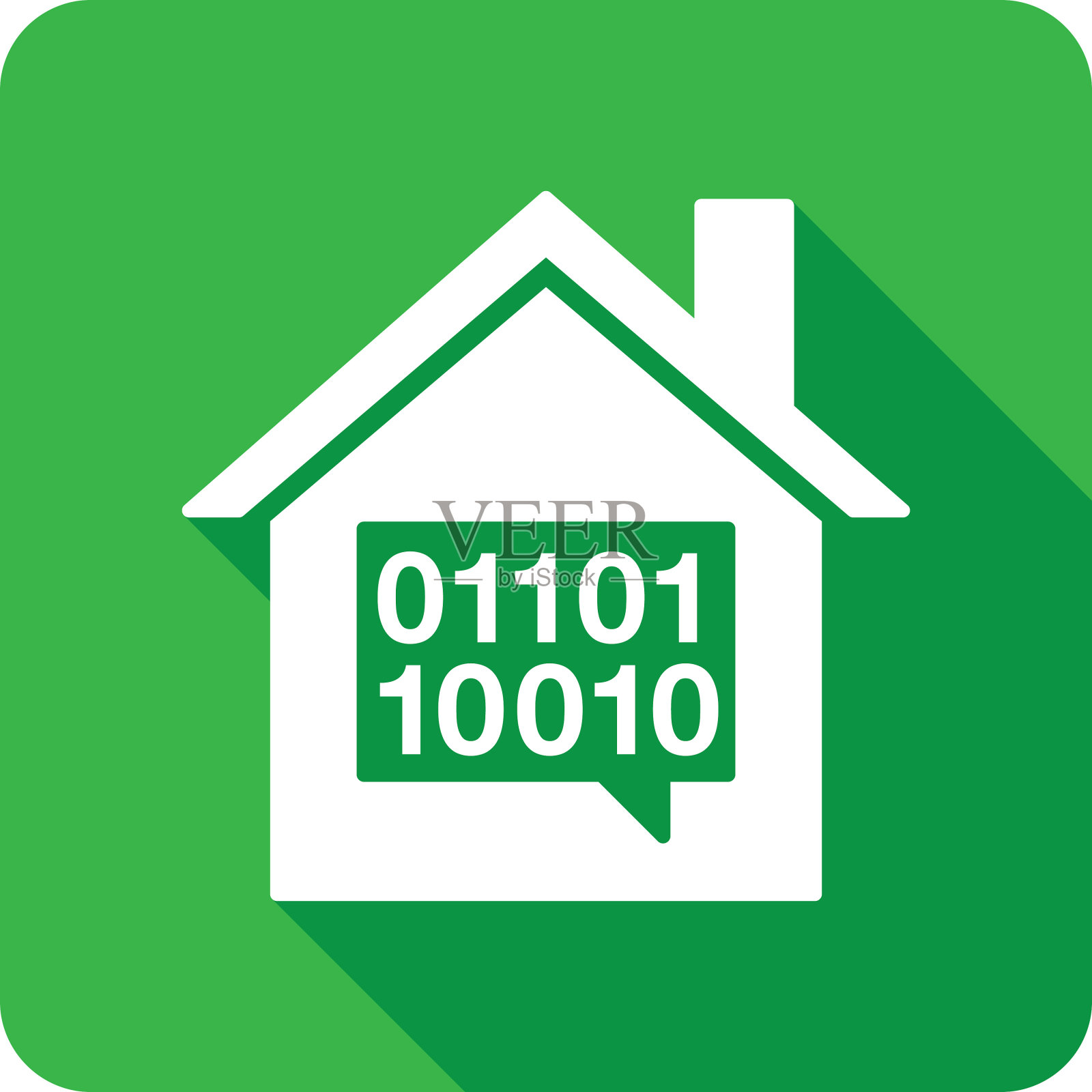 房子二进制语音气泡图标剪影插画图片素材