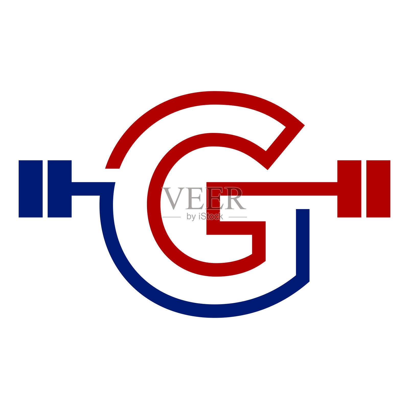 首字母G标志与杠铃插画图片素材