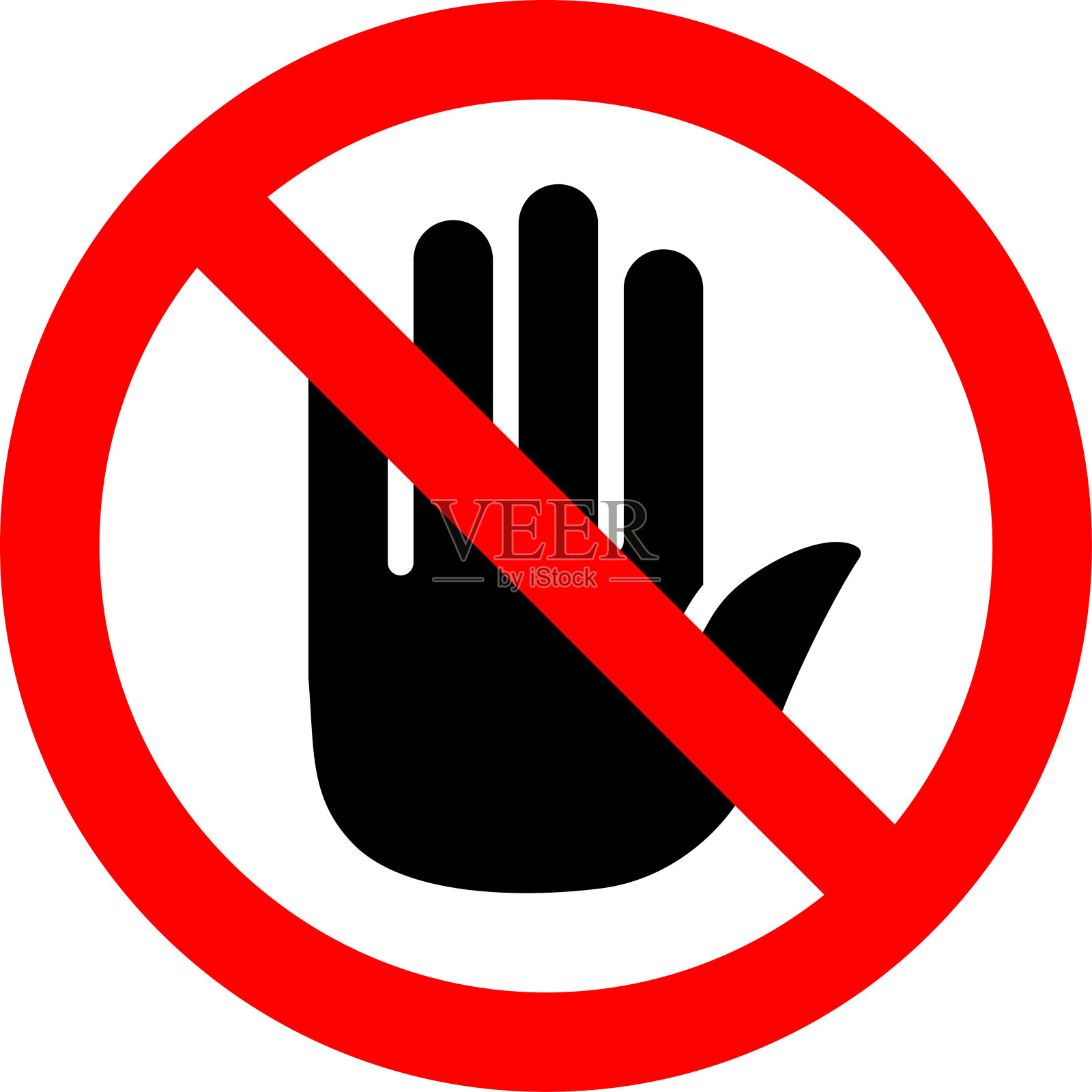 红色停车标志与手符号图标插画图片素材