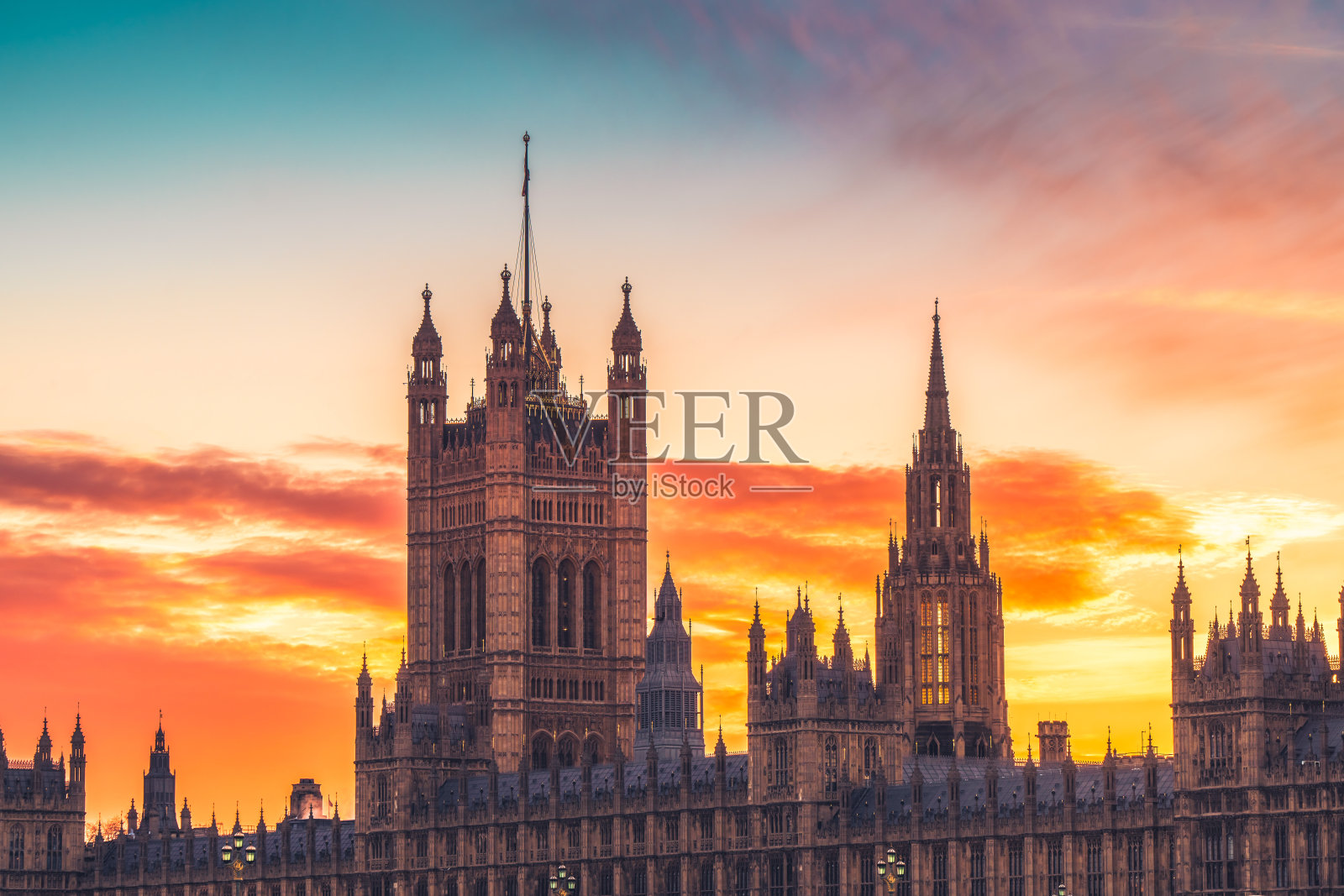 伦敦的大本钟和国会大厦照片摄影图片