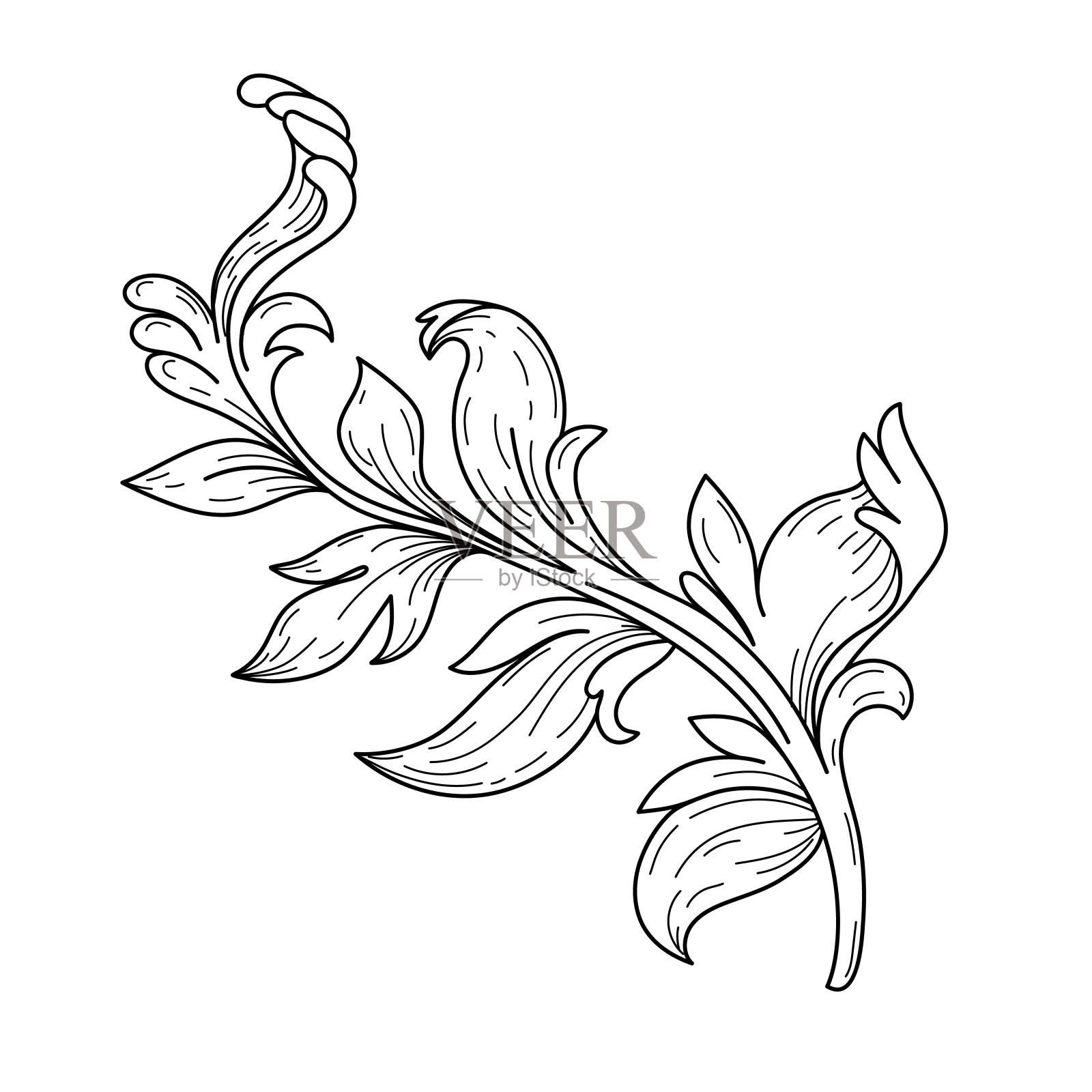 装饰图案纹身黑色和白色。设计中的复古元素插画图片素材