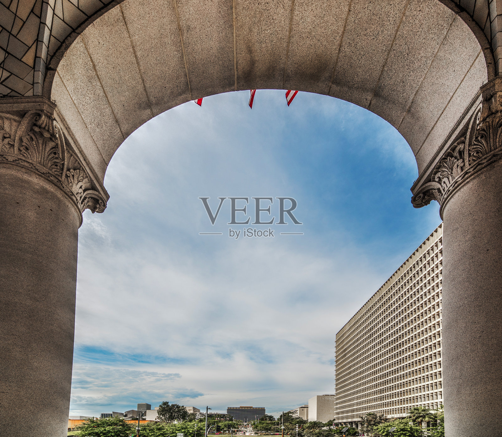 洛杉矶市政厅的拱门照片摄影图片