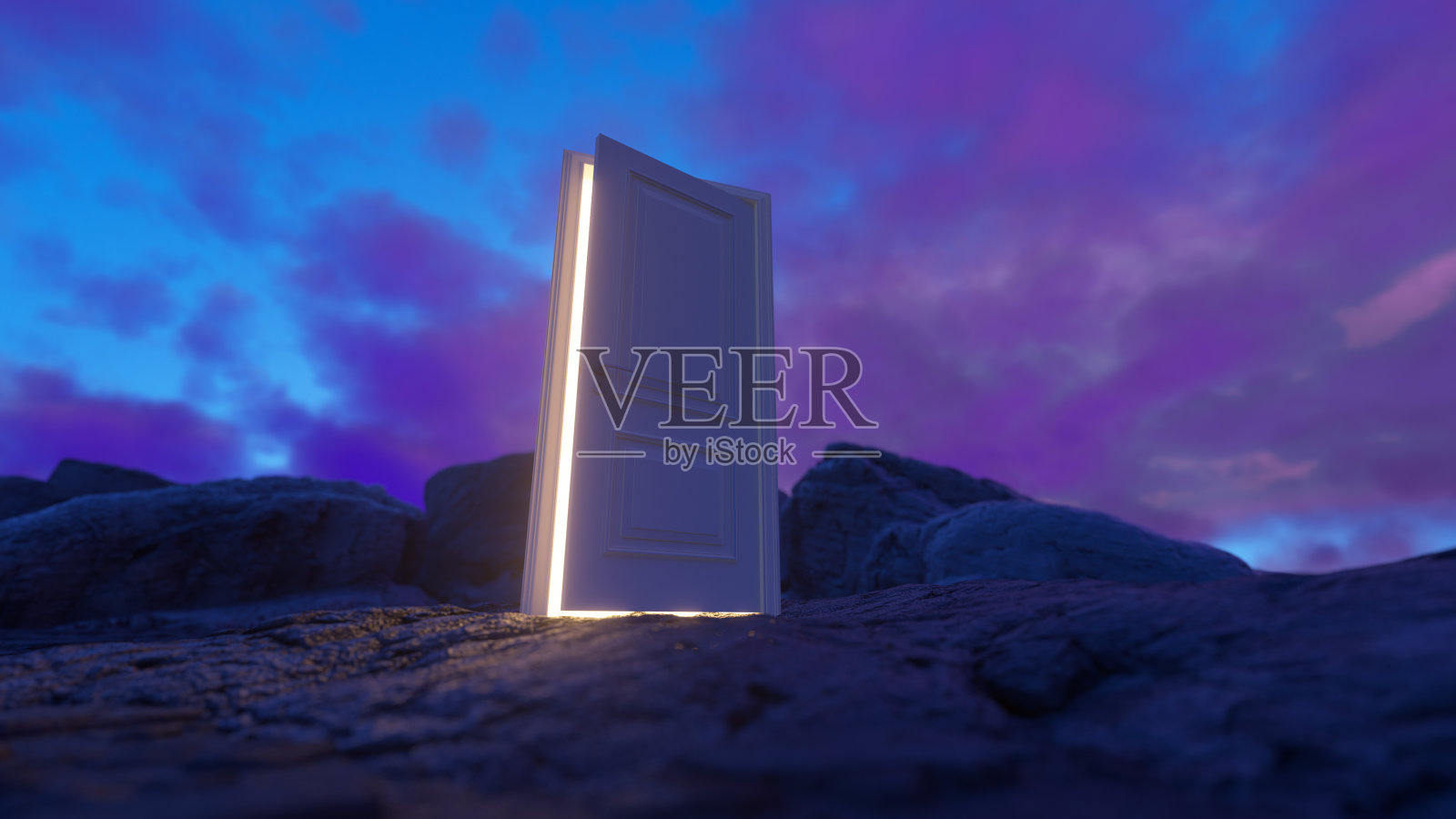 门打开了，一盏明亮的橘黄色的灯充满了空间照片摄影图片