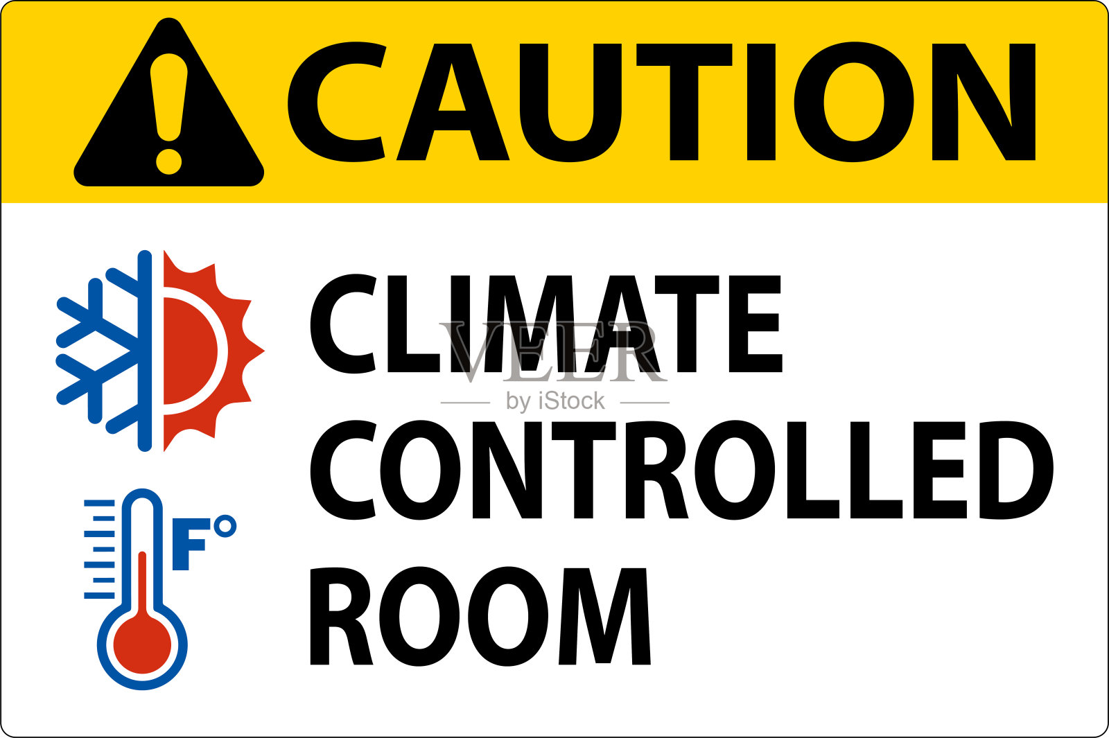 门警告标志，保持门关闭，气候控制房间插画图片素材