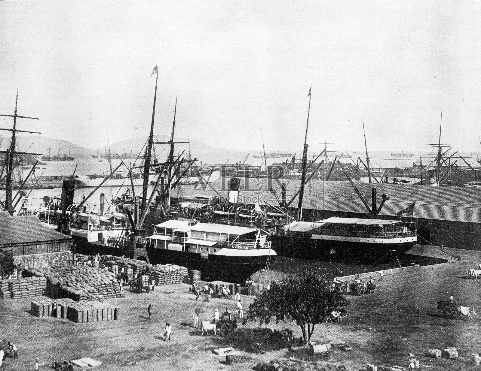 1895年印度的人物和地标:王子码头插画图片素材