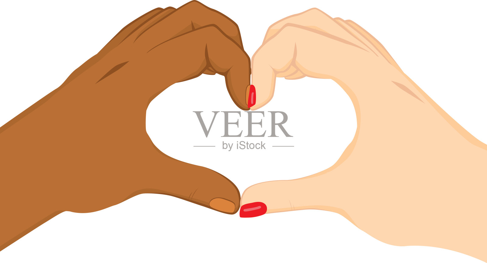 跨种族的心之手插画图片素材