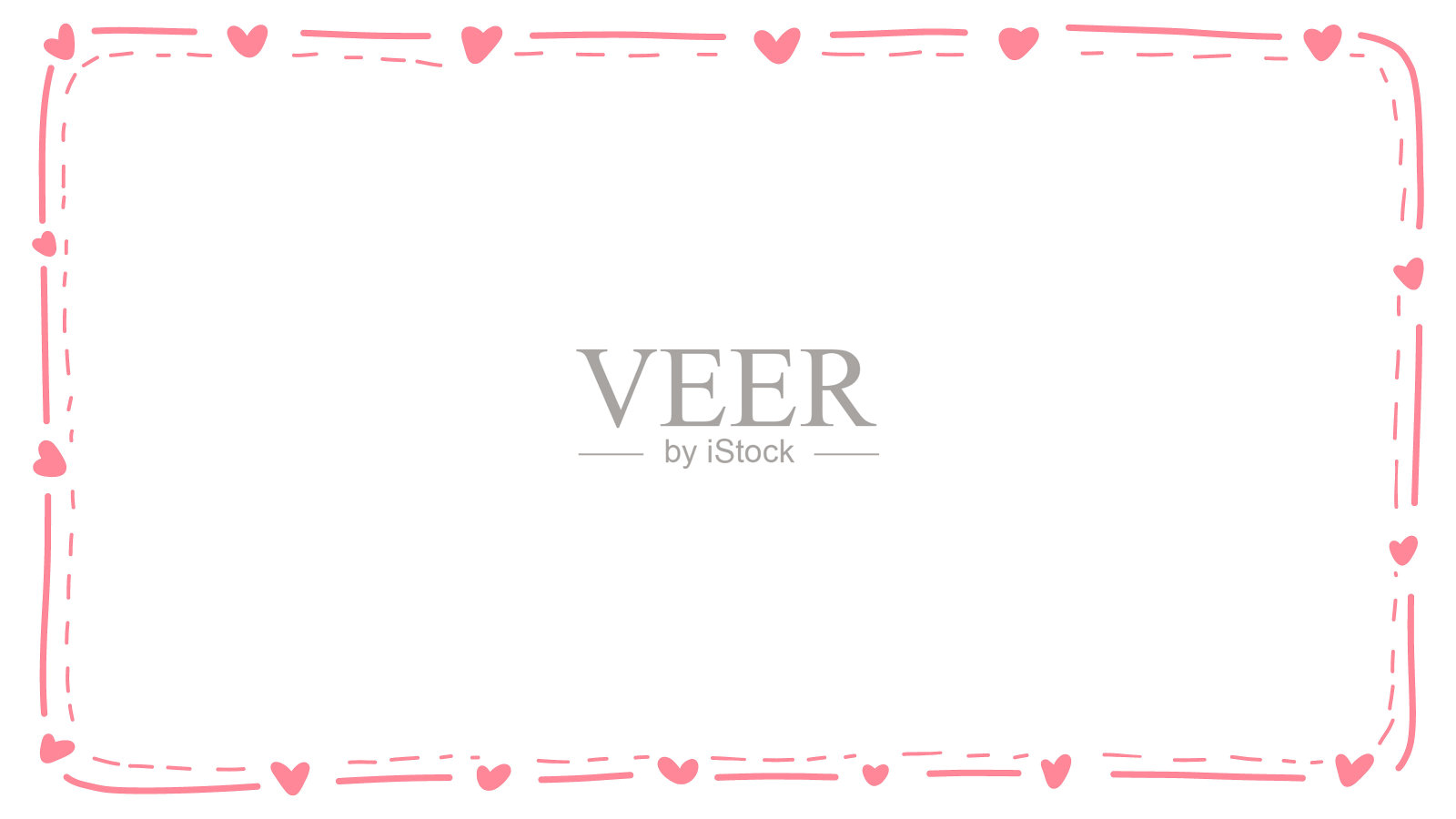 情人节心形画框的涂鸦。手绘心脏元素向量。插画图片素材