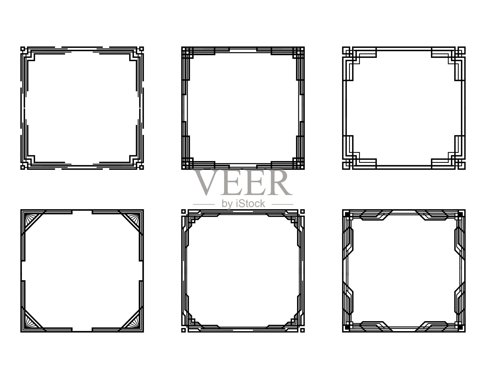 装饰艺术方形框架，复古框架插画图片素材
