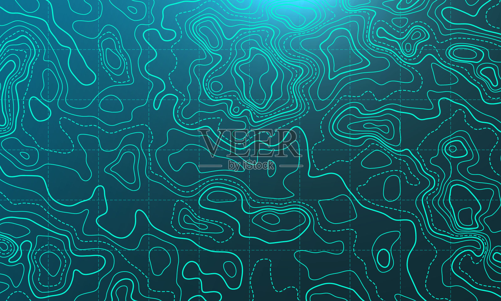 海洋地形图与曲线波浪等值线矢量插图。插画图片素材