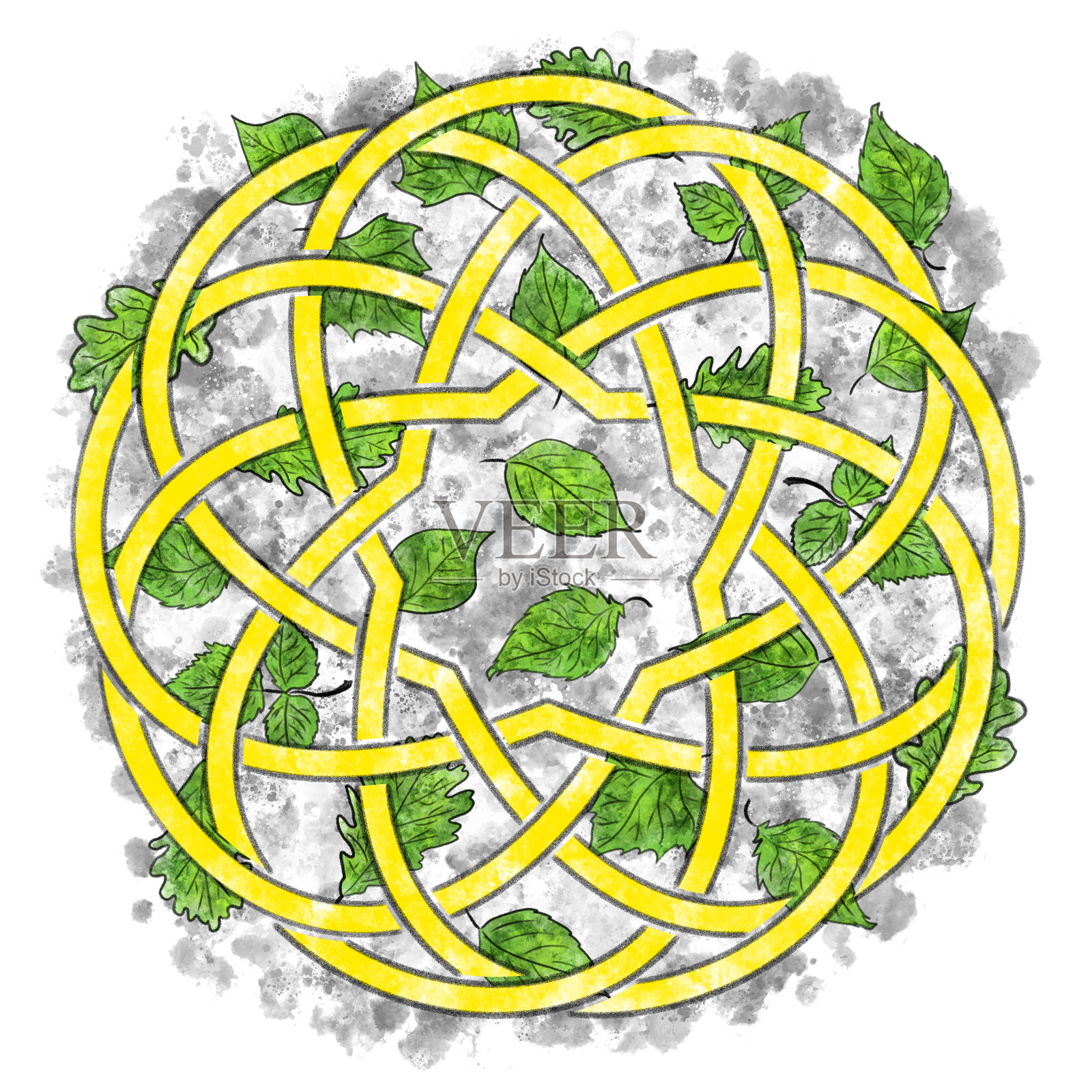 用铅笔和水彩画的凯尔特结插图插画图片素材