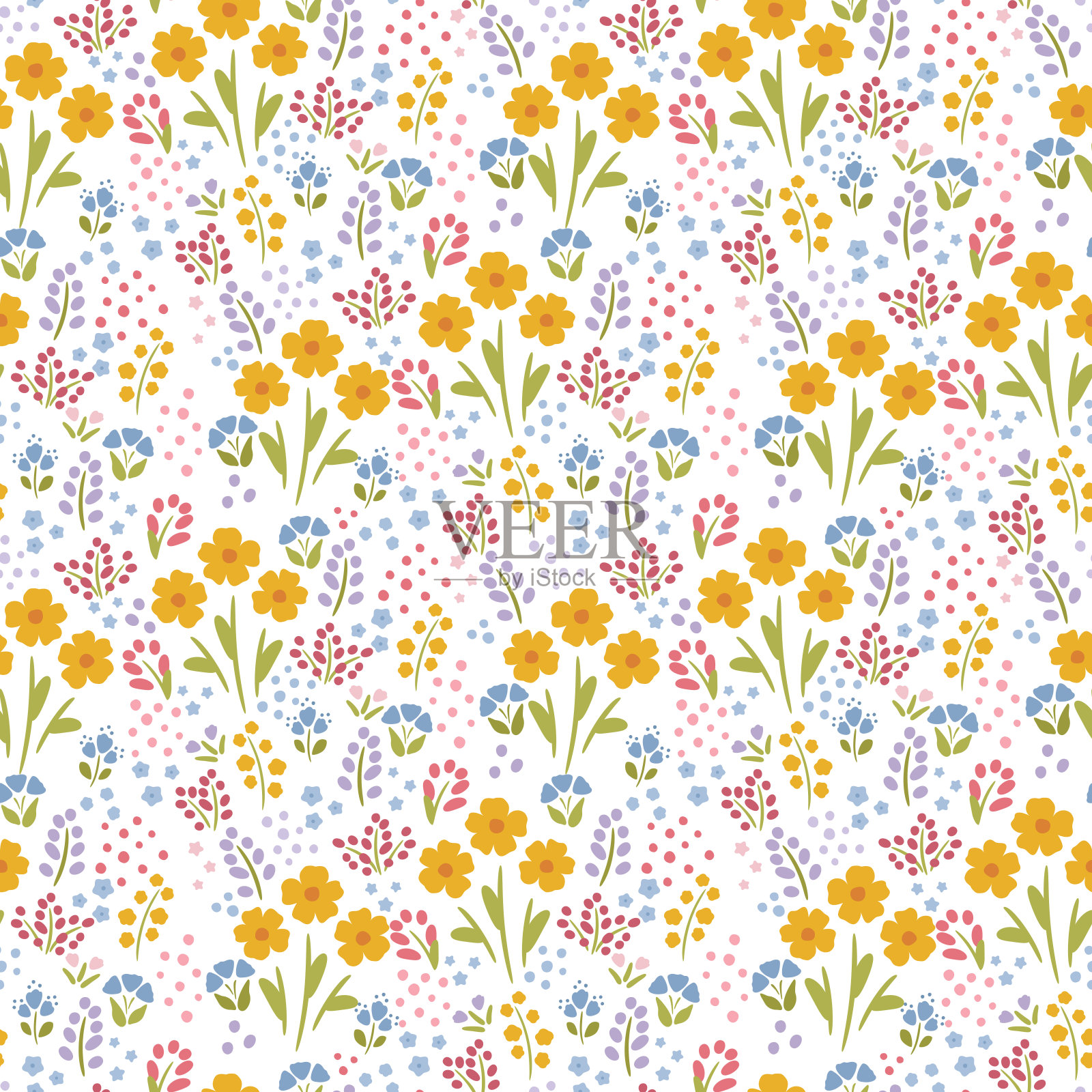 美丽的花卉无缝图案的室内装饰，壁纸，封面，织物插画图片素材