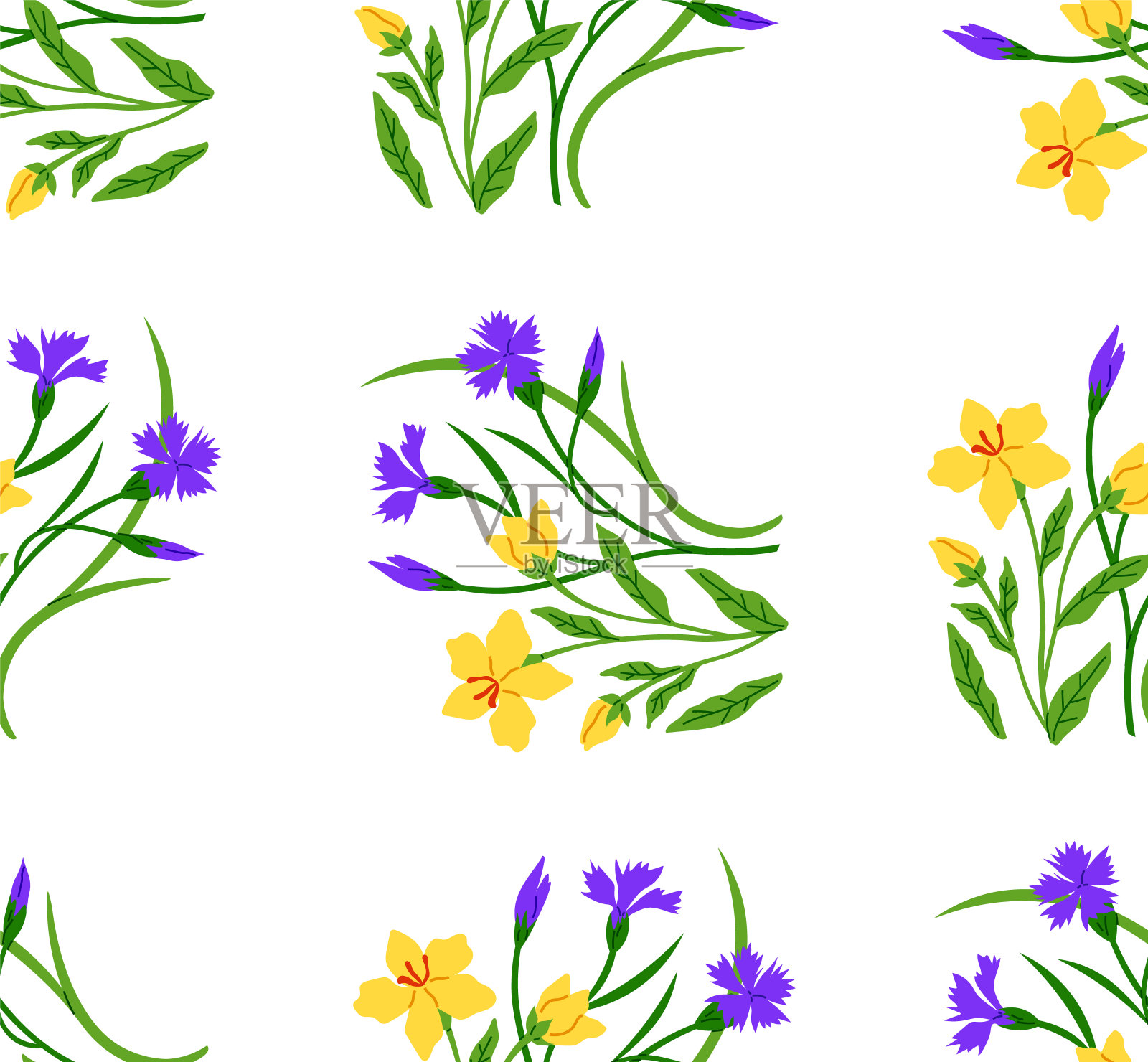 花朵图案。无尽的美丽花朵令人敬畏和惊叹插画图片素材