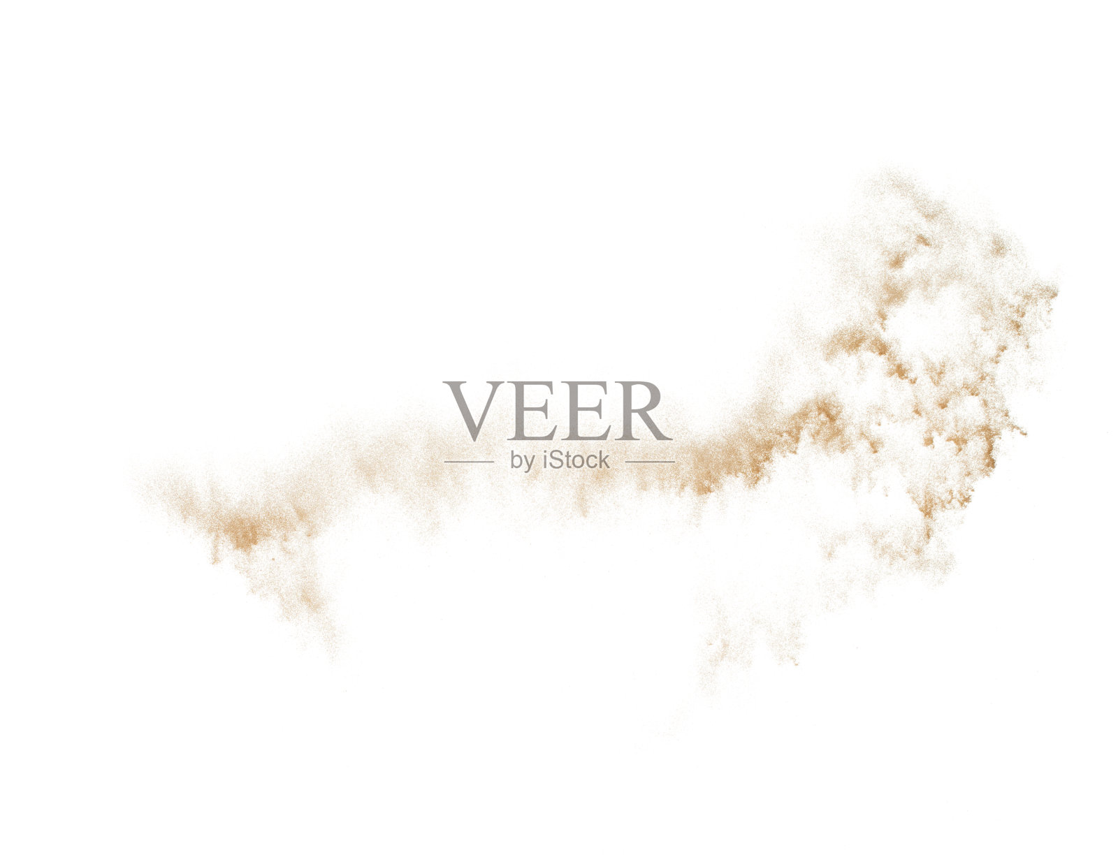 抽象的云飞。黄沙溅射在空中曲线圈。金色的谷波爆炸。细沙飞扬爆炸，白色背景孤立抛射粒子元素对象照片摄影图片