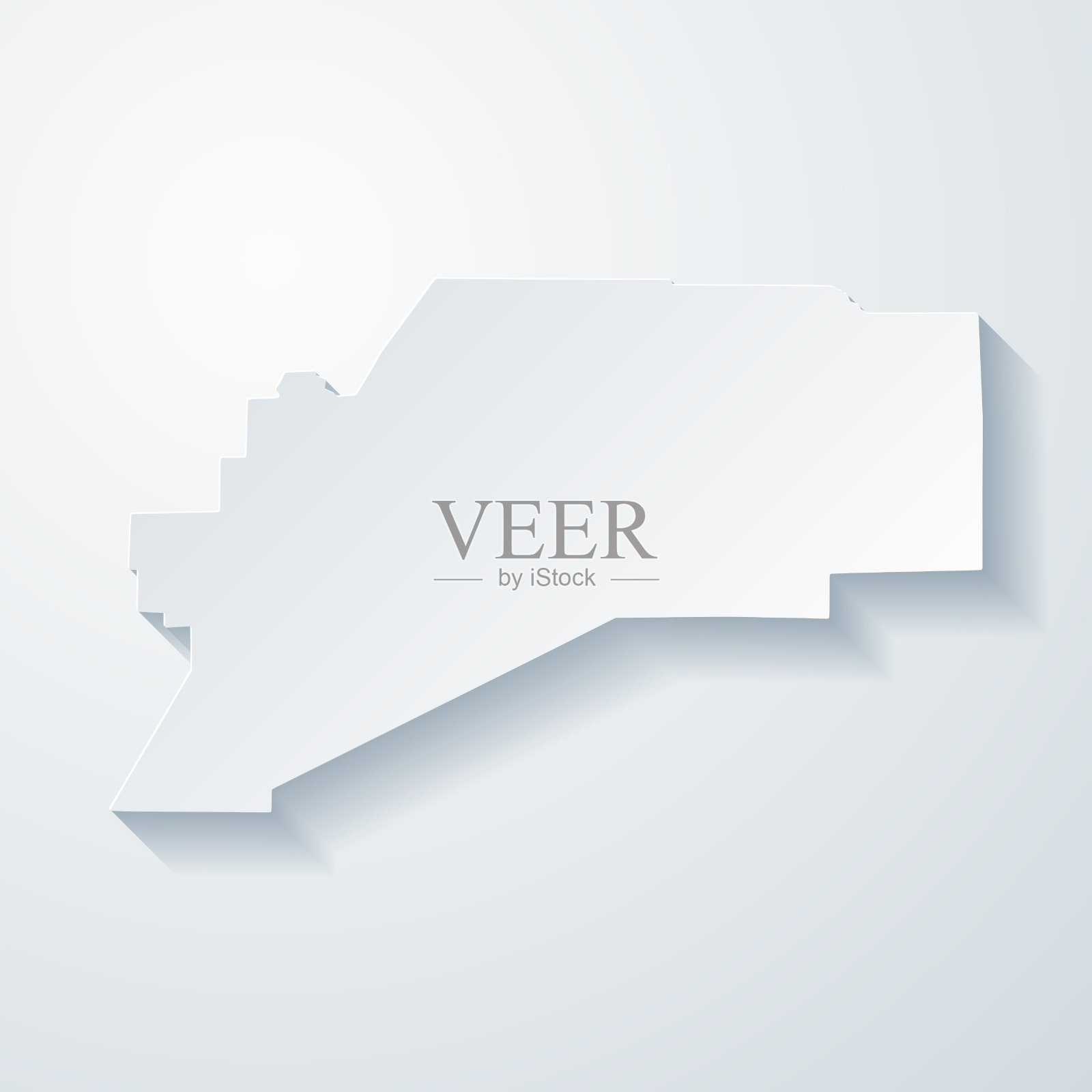 德纳里峰,阿拉斯加。地图与剪纸效果的空白背景插画图片素材