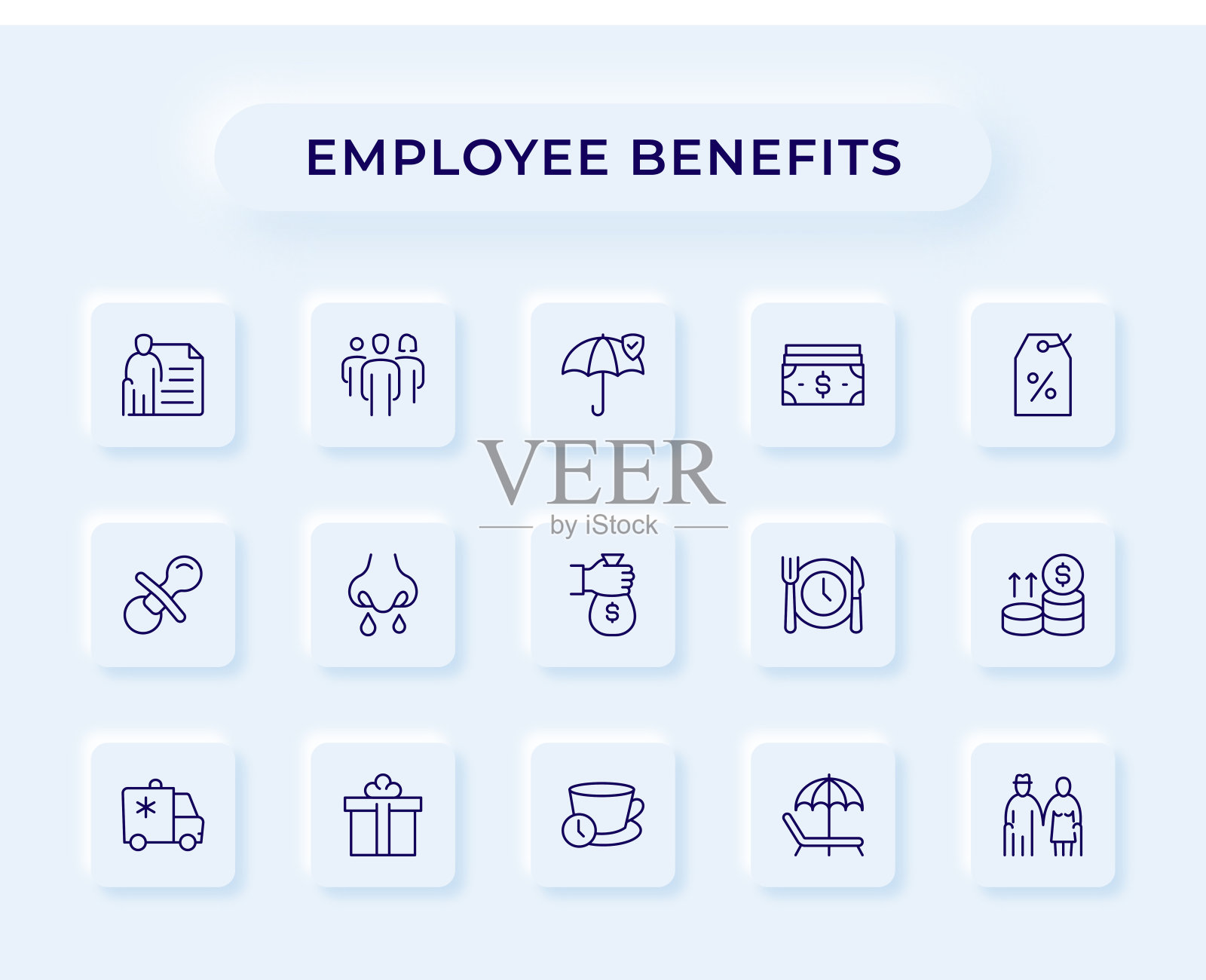 员工福利线图标插画图片素材