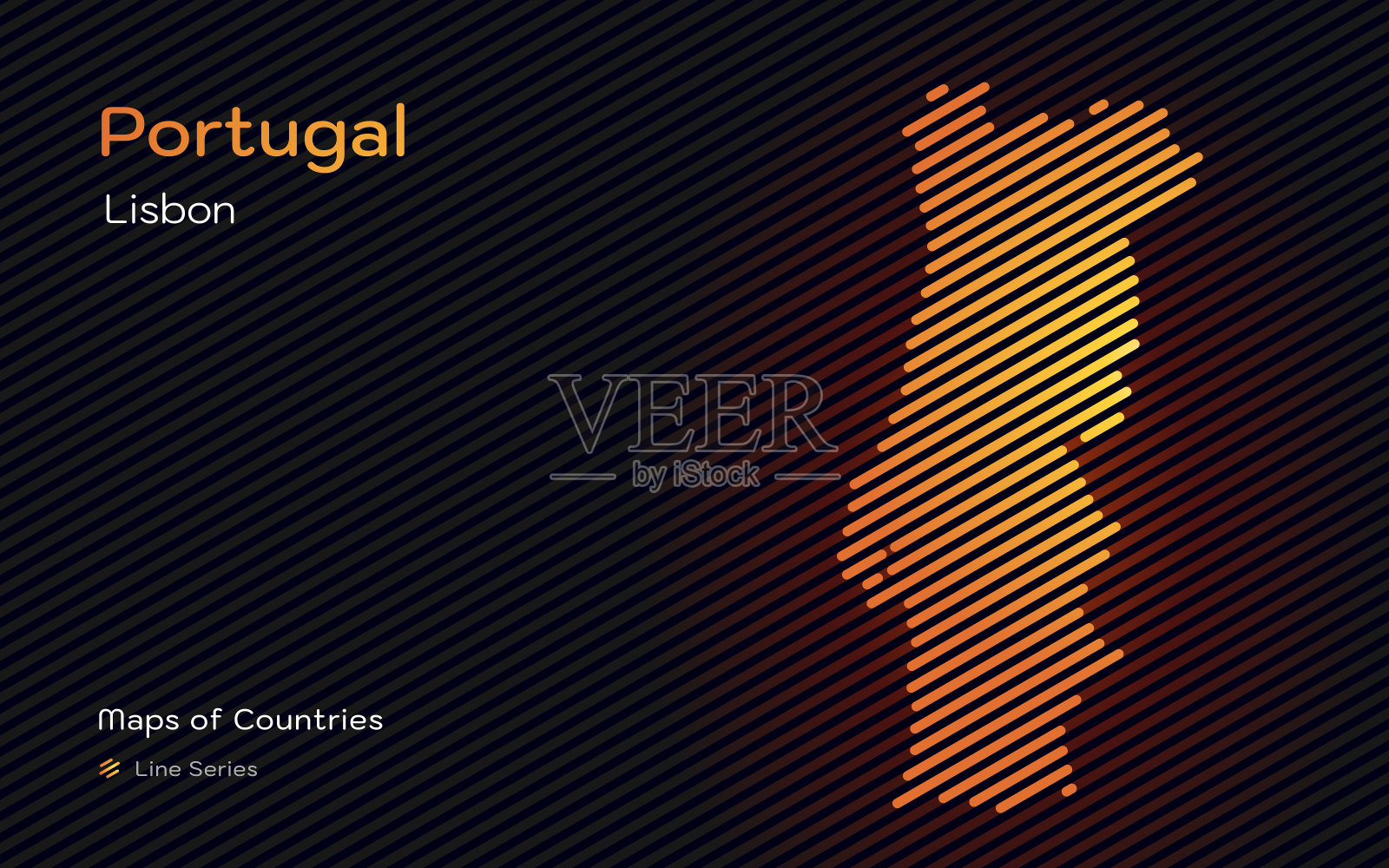 葡萄牙地图线形图。插画图片素材