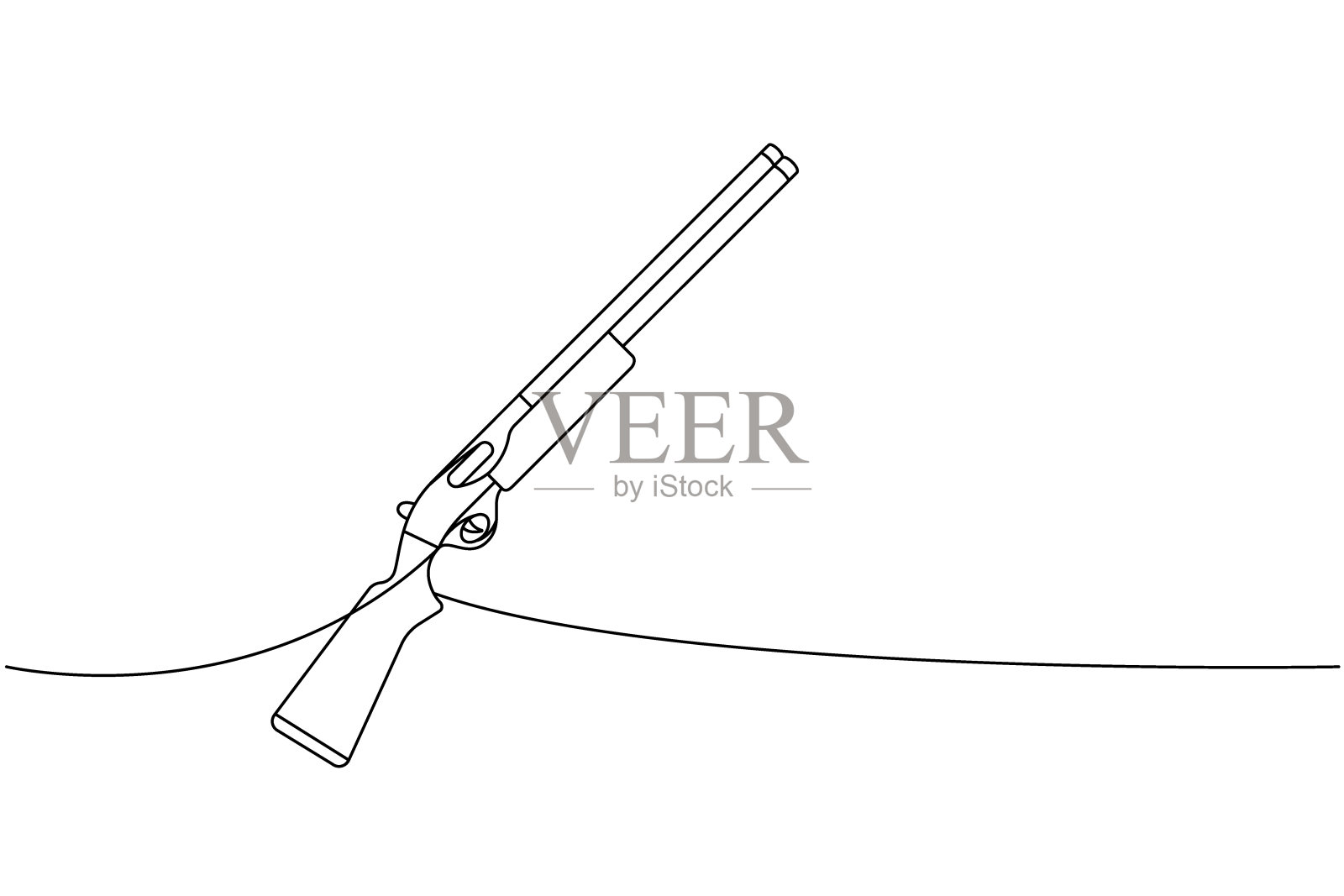 猎枪，卡宾枪一行连续绘图。各种现代武器连续一行插图。向量线性图解。插画图片素材