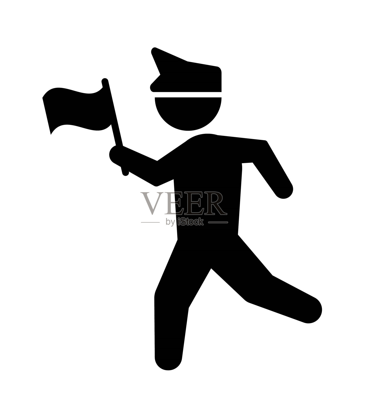 男子持有旗帜图标，矢量最好的平面图标。插画图片素材