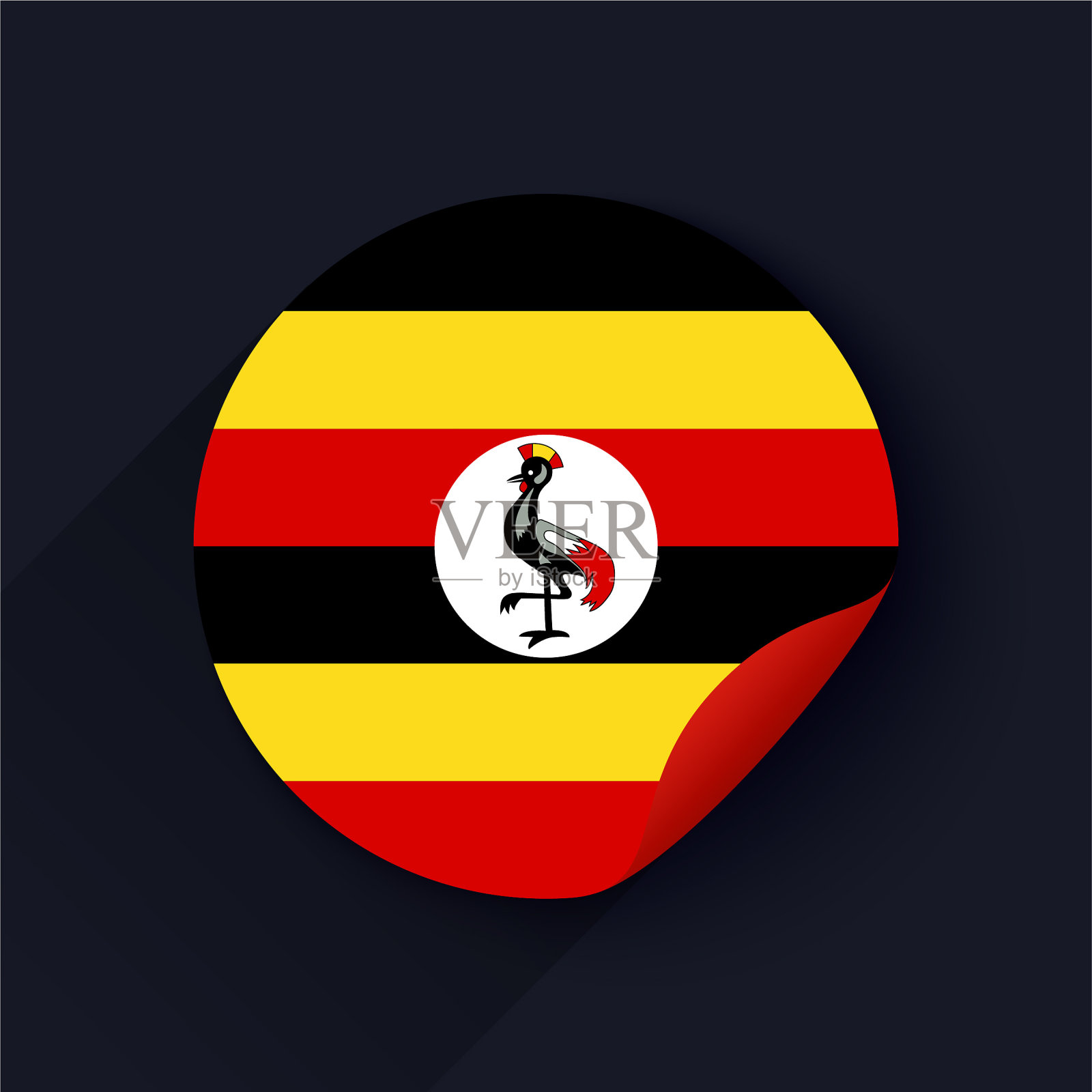 乌干达国旗贴纸矢量素材插画图片素材