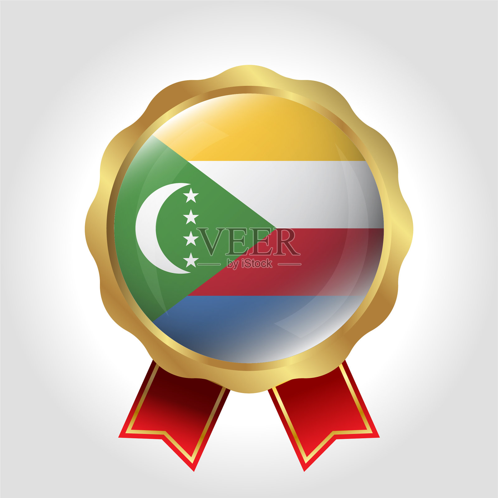 创意科摩罗国旗标签矢量设计插画图片素材