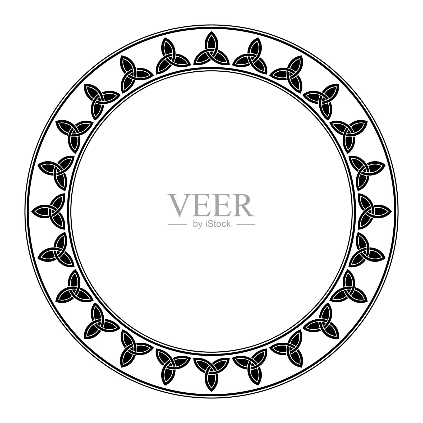 圆形框架与凯尔特三角图案，象征神圣的三位一体插画图片素材