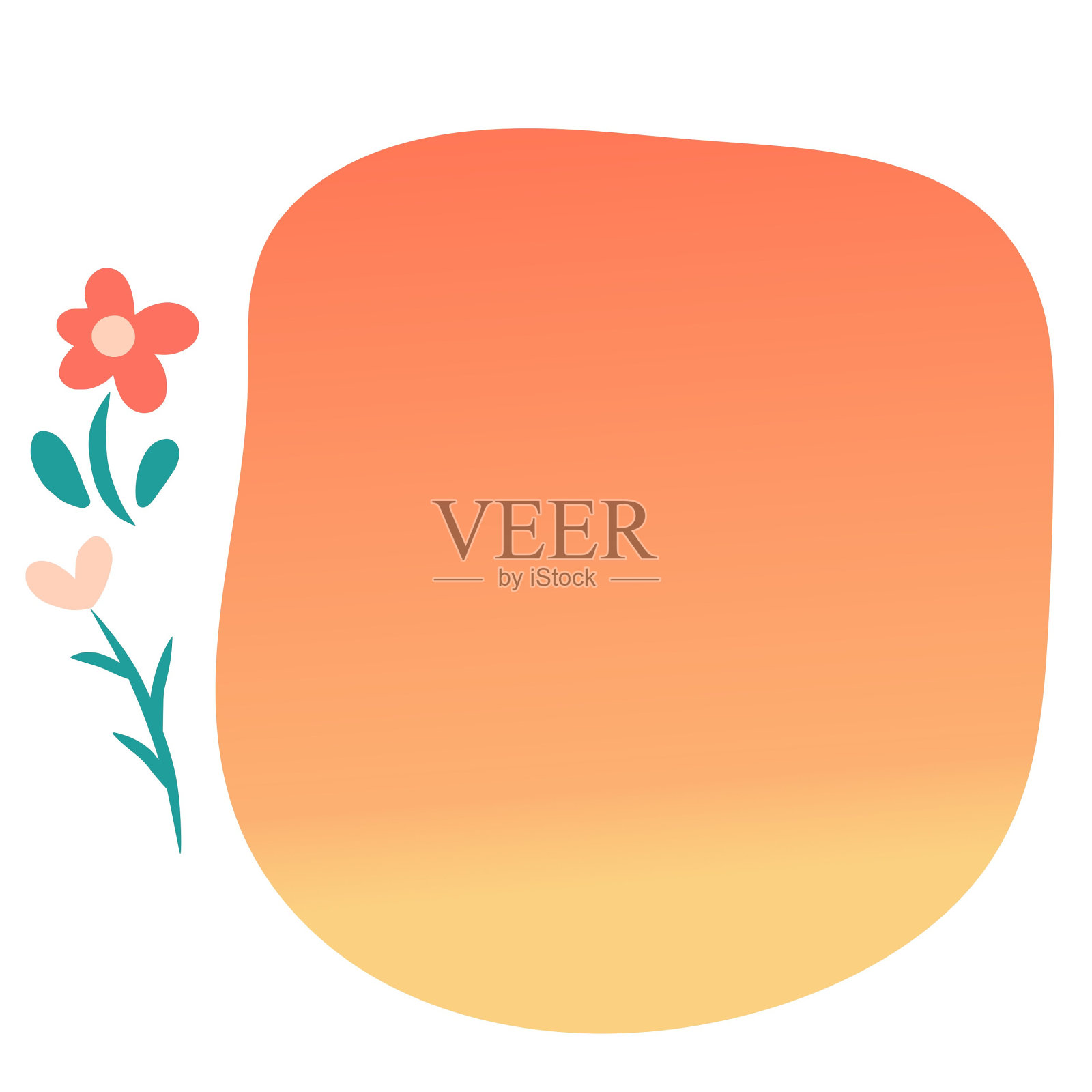 渐变文本框框架抽象与花朵插画图片素材