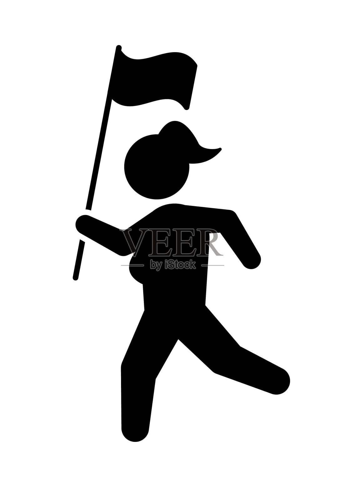 女人跑步图标，矢量最好的平面图标。插画图片素材