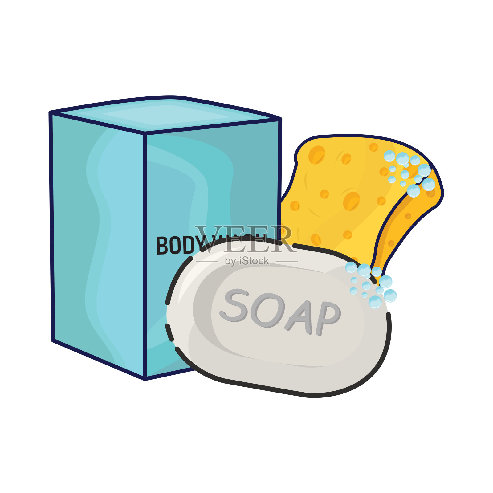 液体肥皂和肥皂插画图片素材