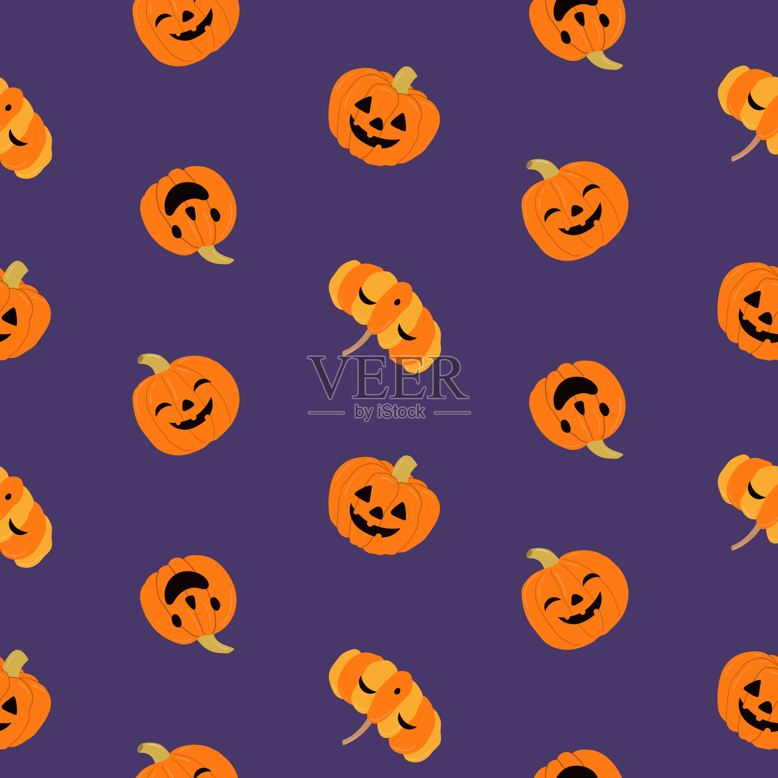 万圣节可爱的南瓜无缝图案插画图片素材