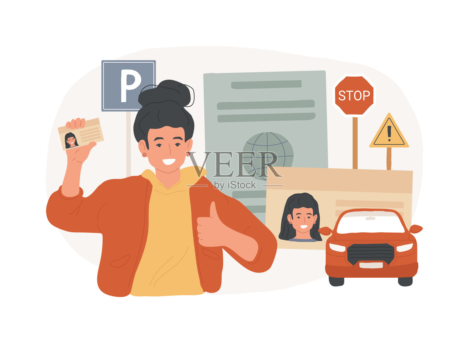 驾驶执照隔离概念矢量插图。插画图片素材