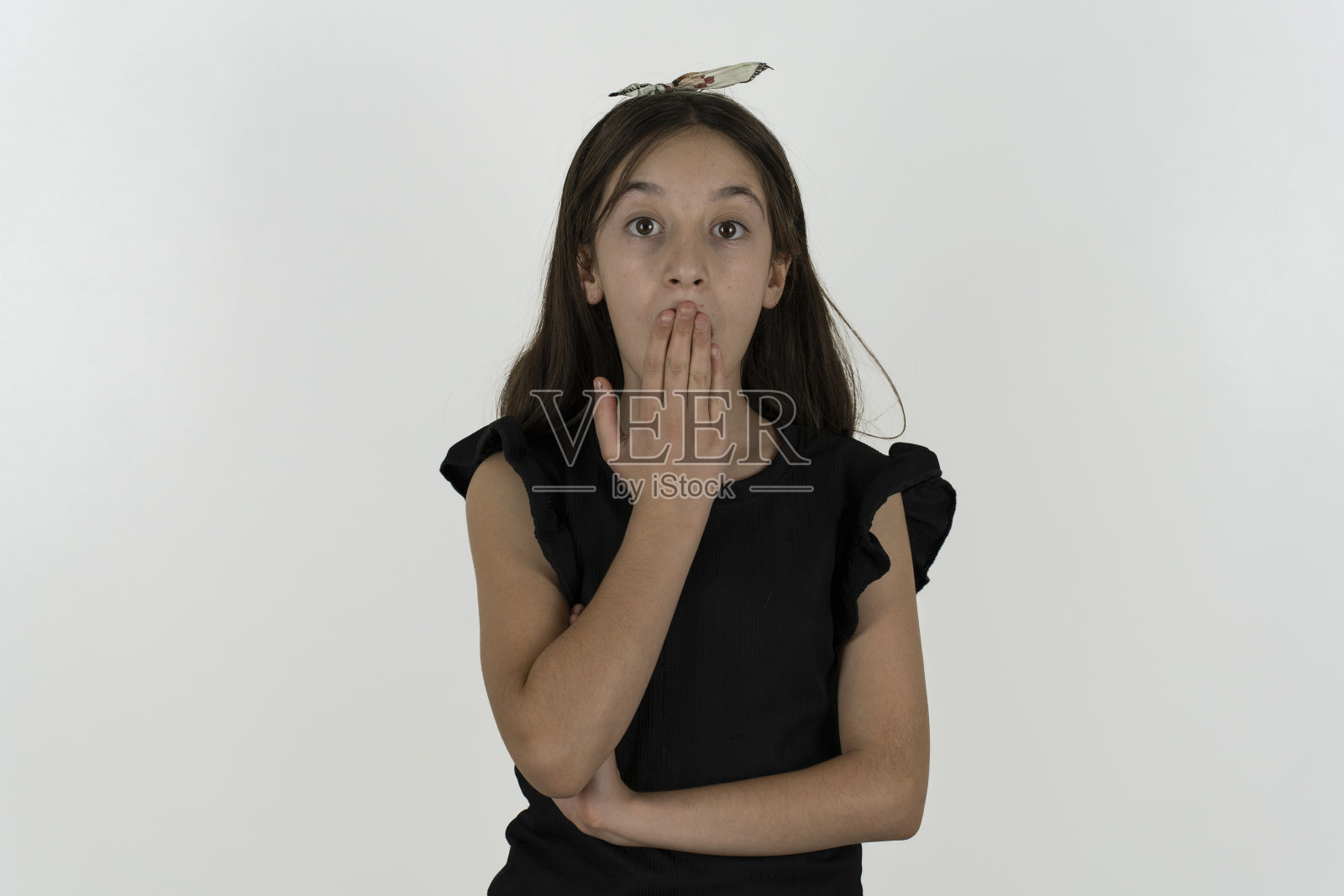 惊讶的女孩。照片摄影图片