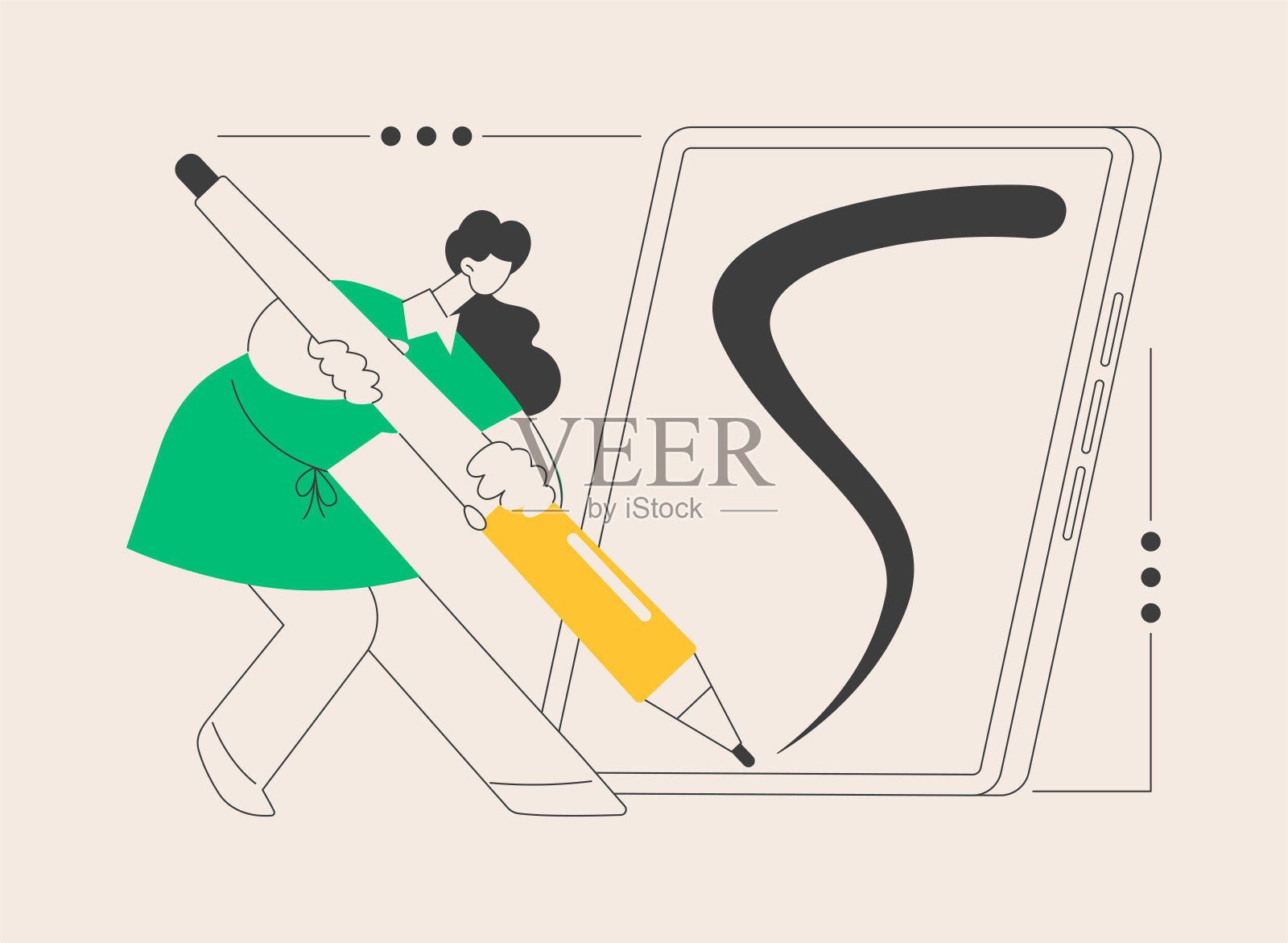 数字笔抽象概念矢量插图。插画图片素材