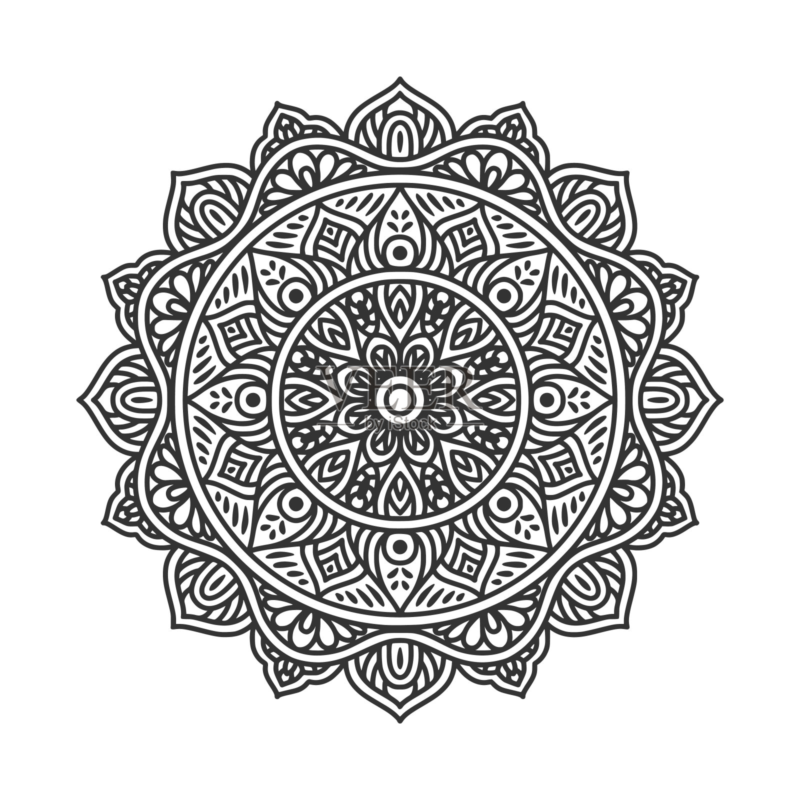 圆形图案曼陀罗艺术装饰元素插画图片素材